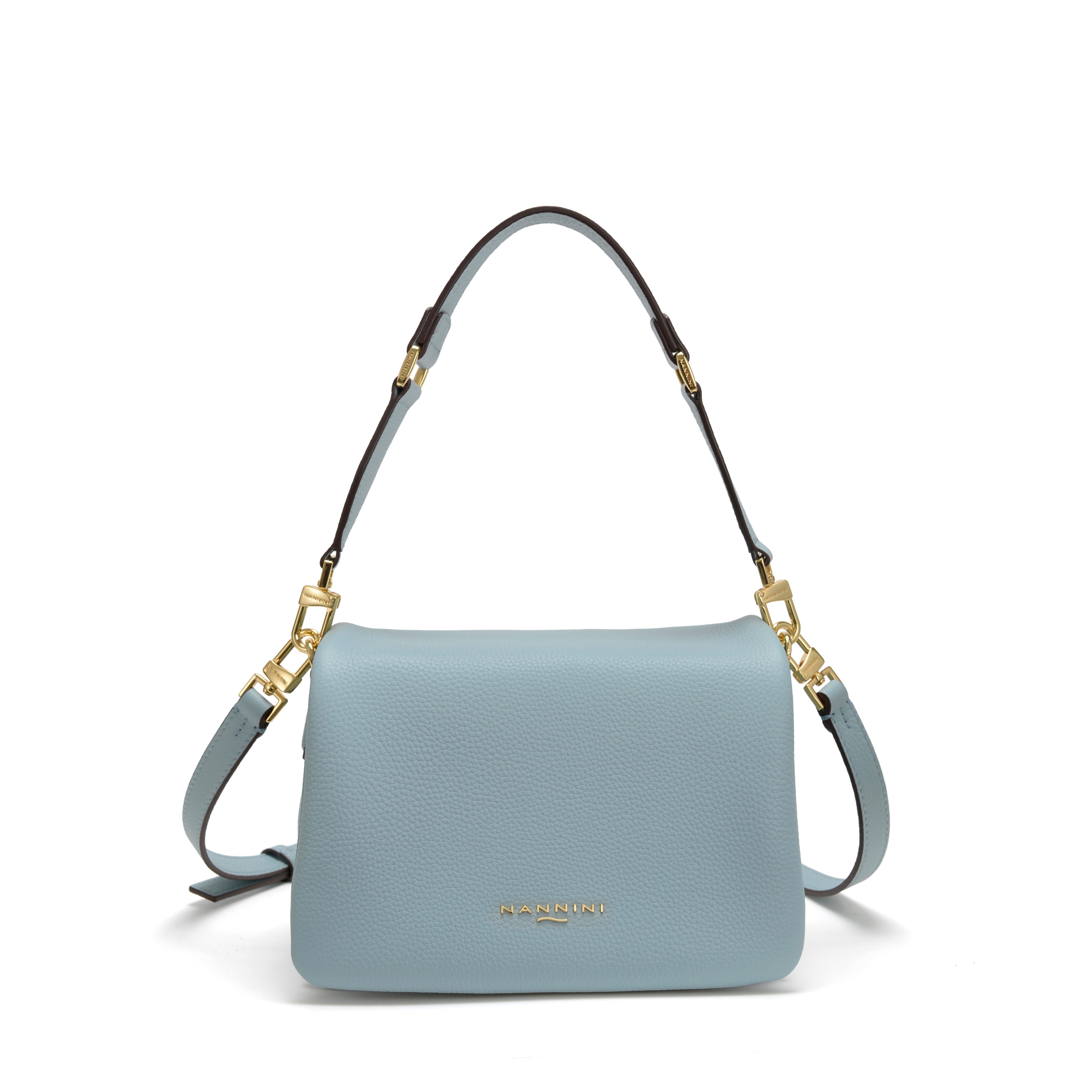 NANNINI borsa secchiello pelle cielo tracolla removibile elegante