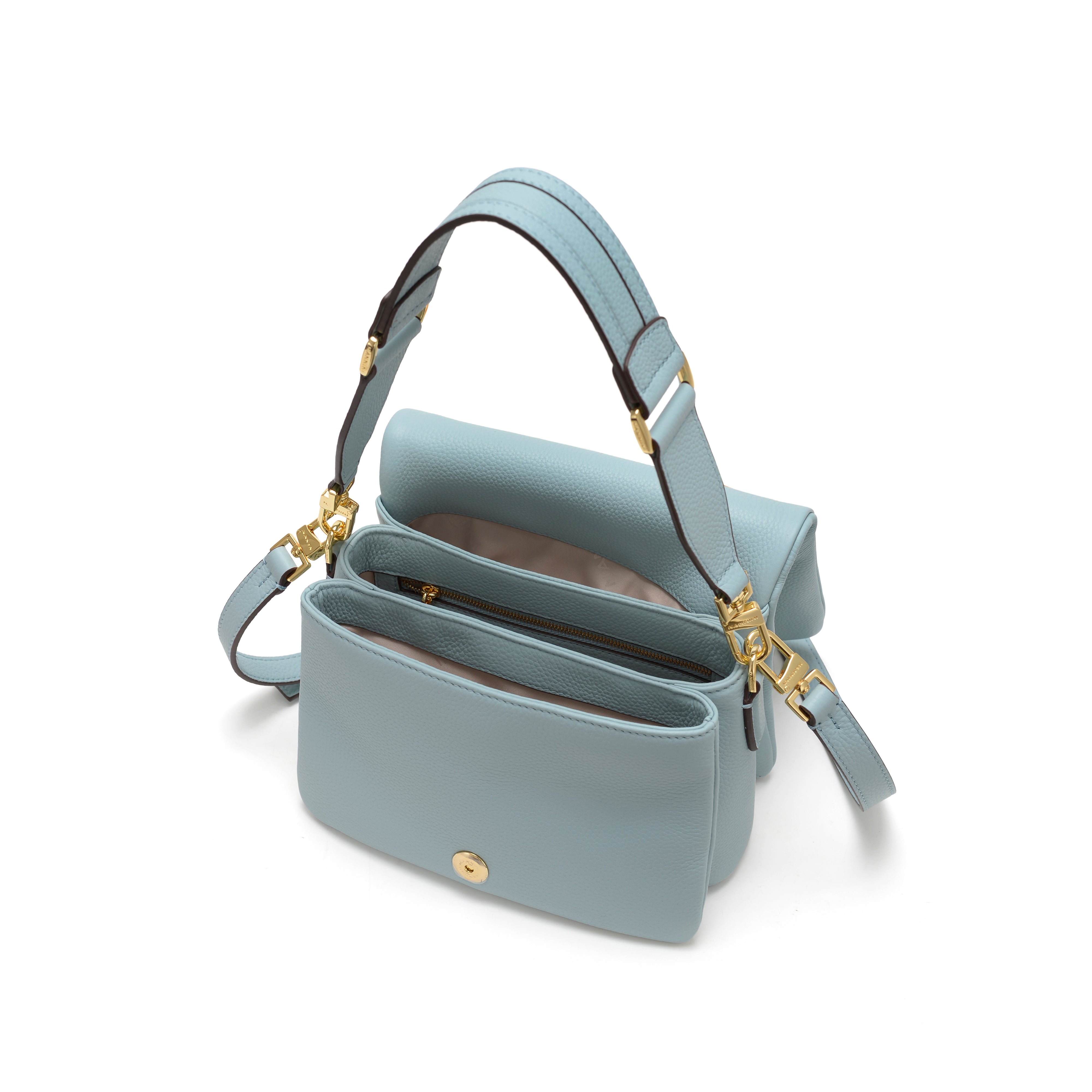 NANNINI borsa spalla donna pelle martellata cielo manici