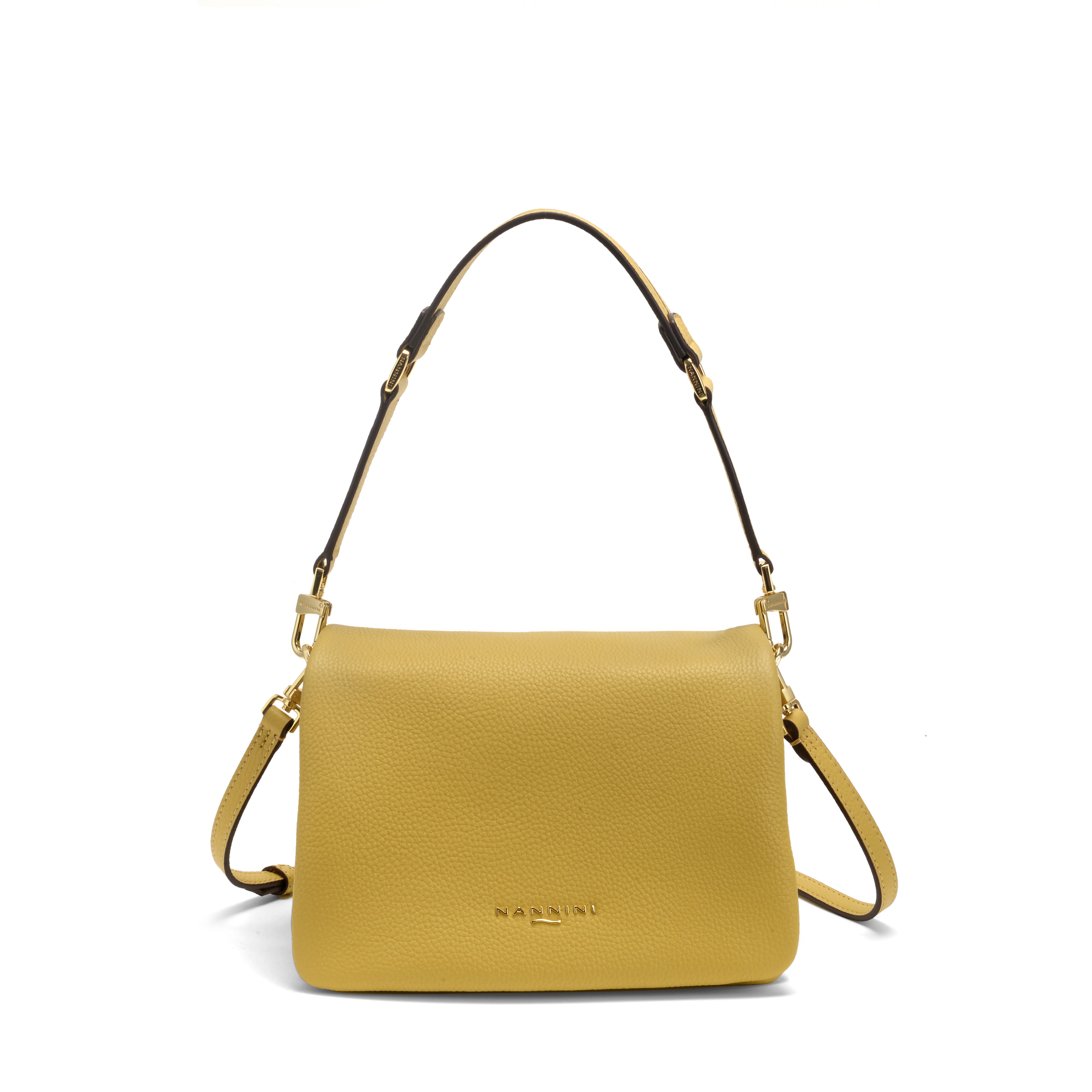 NANNINI bauletto pelle intrecciata giallo manici tracolla