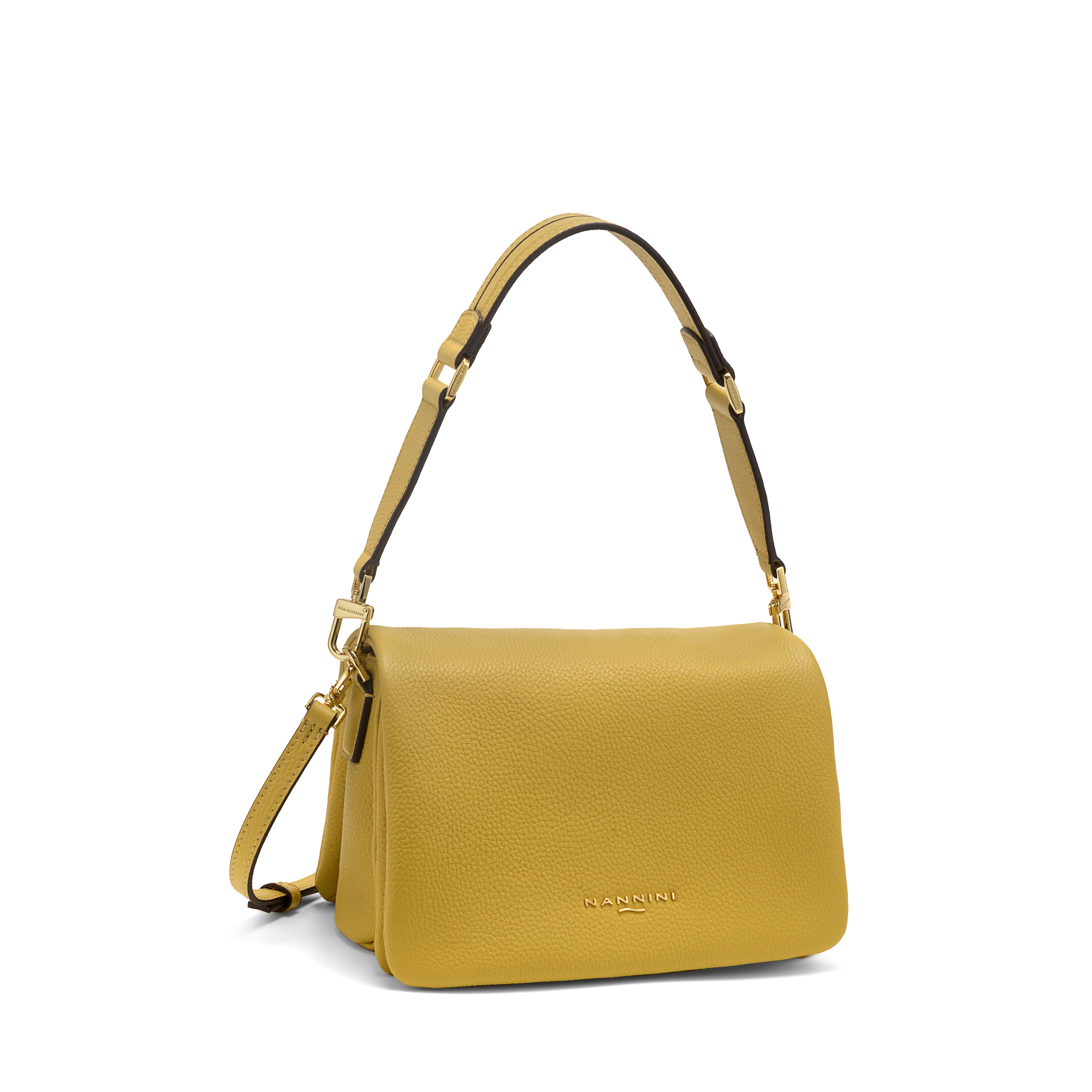 NANNINI borsa spalla donna gialla pelle intrecciata estiva