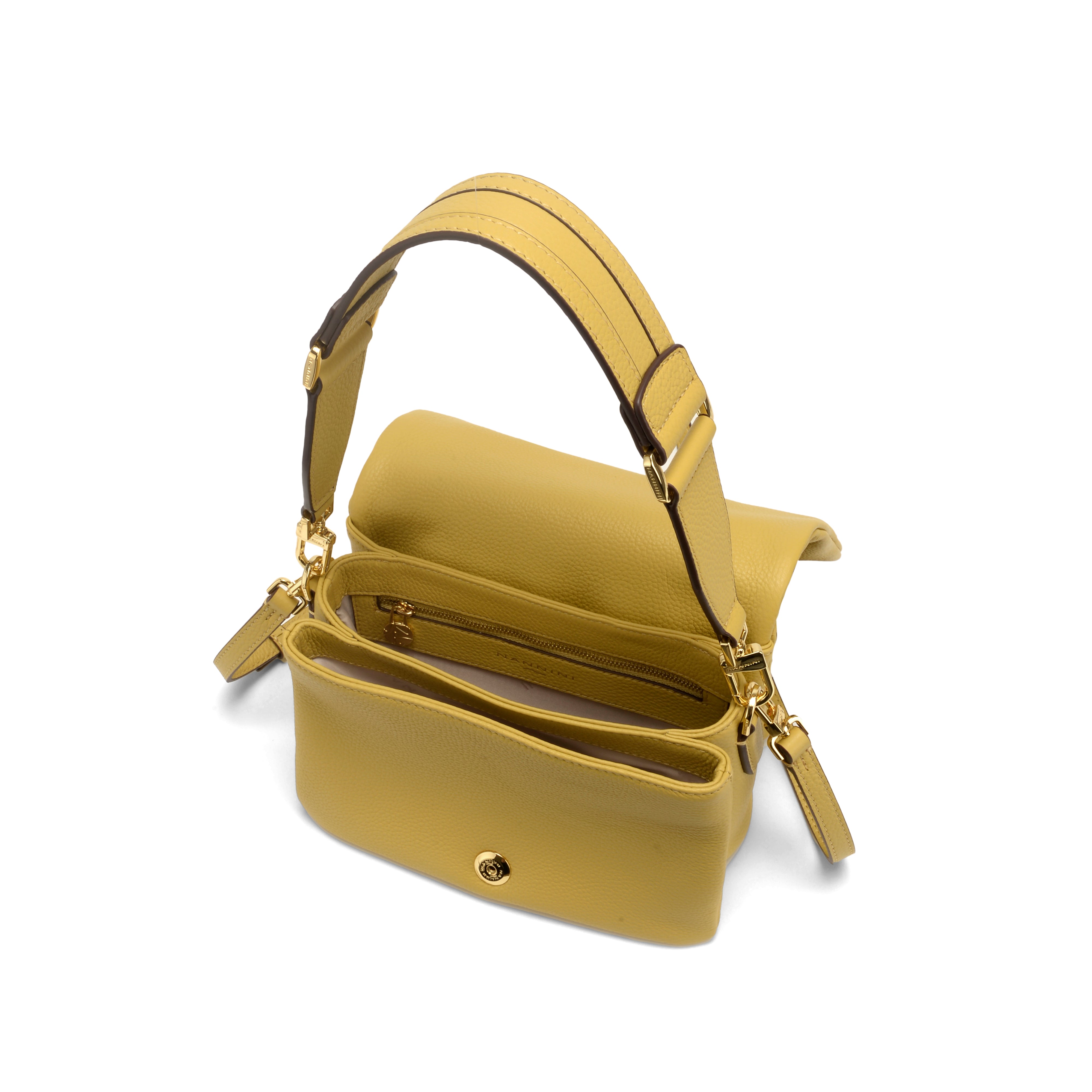 NANNINI borsa spalla donna gialla pelle martellata tracolla estiva