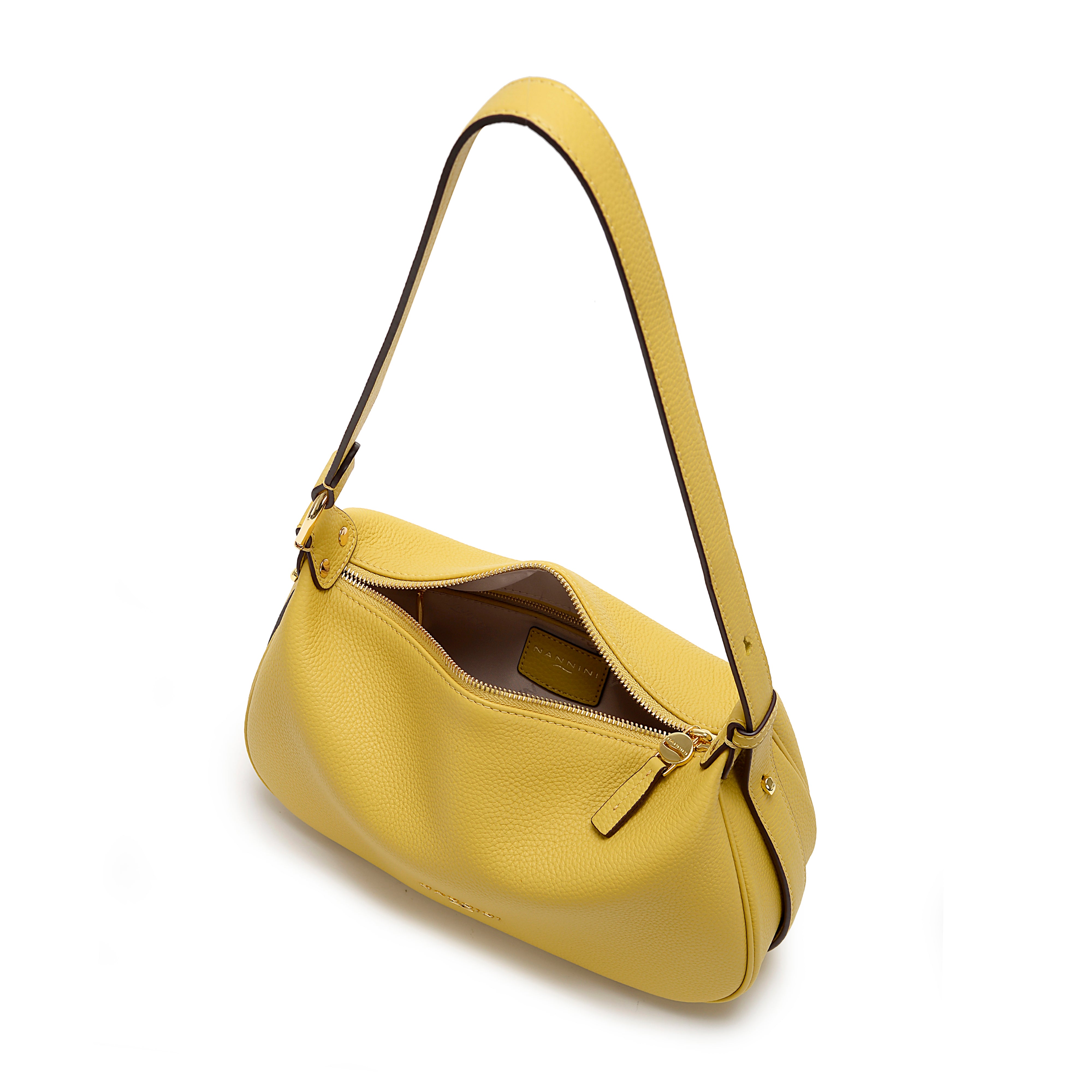 NANNINI Borsa a mano pelle martellata gialla donna