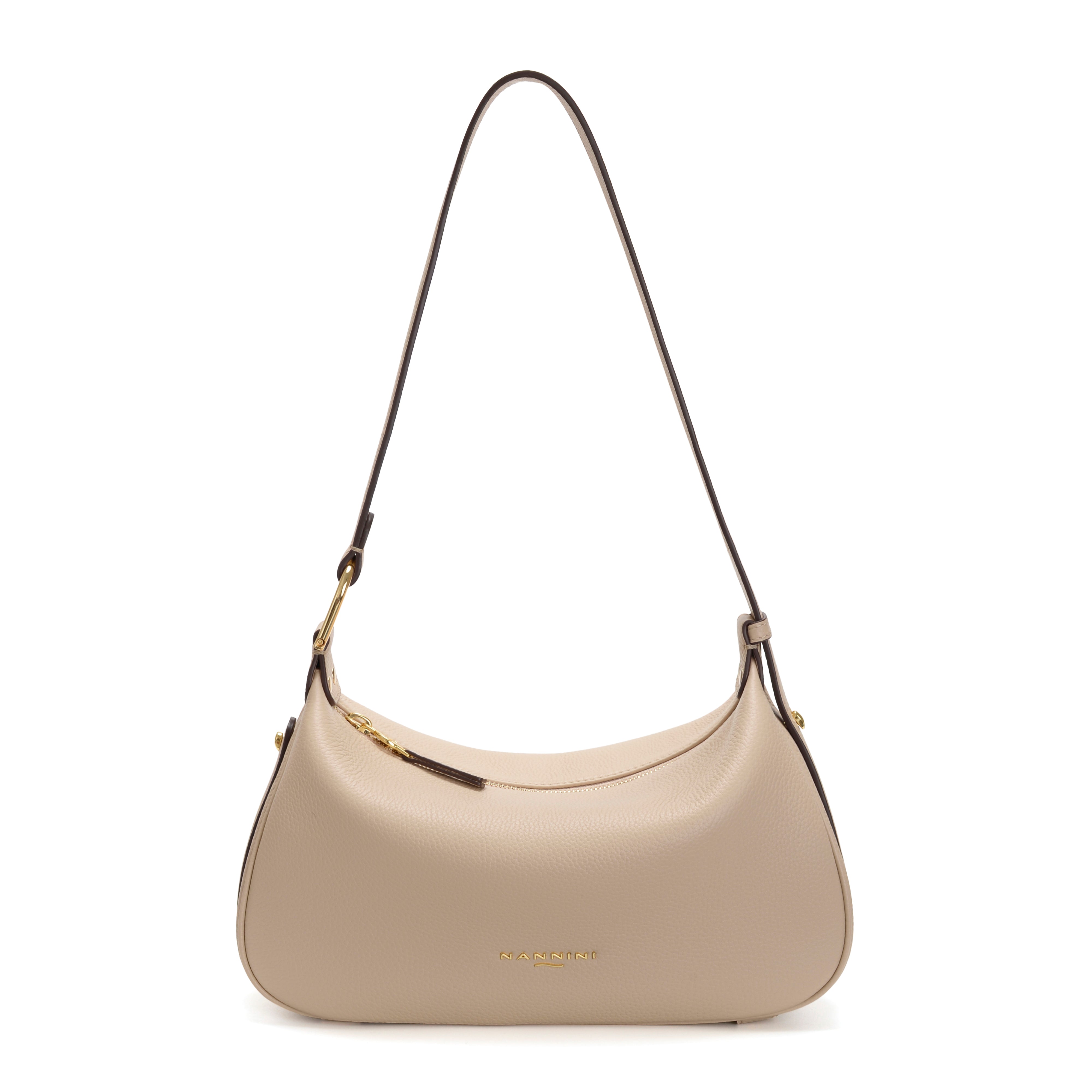 NANNINI hobo pelle martellata beige