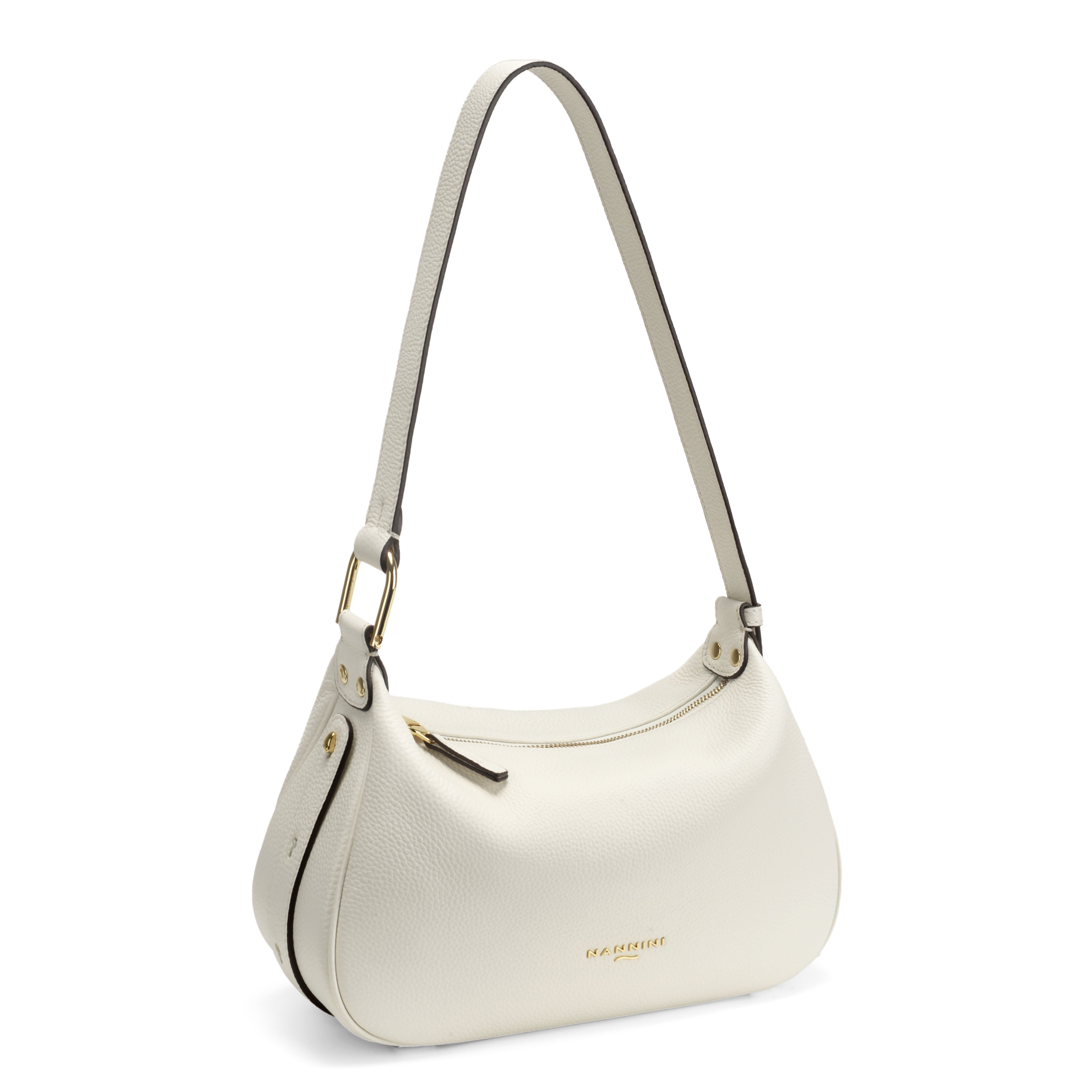 NANNINI hobo pelle martellata bianca