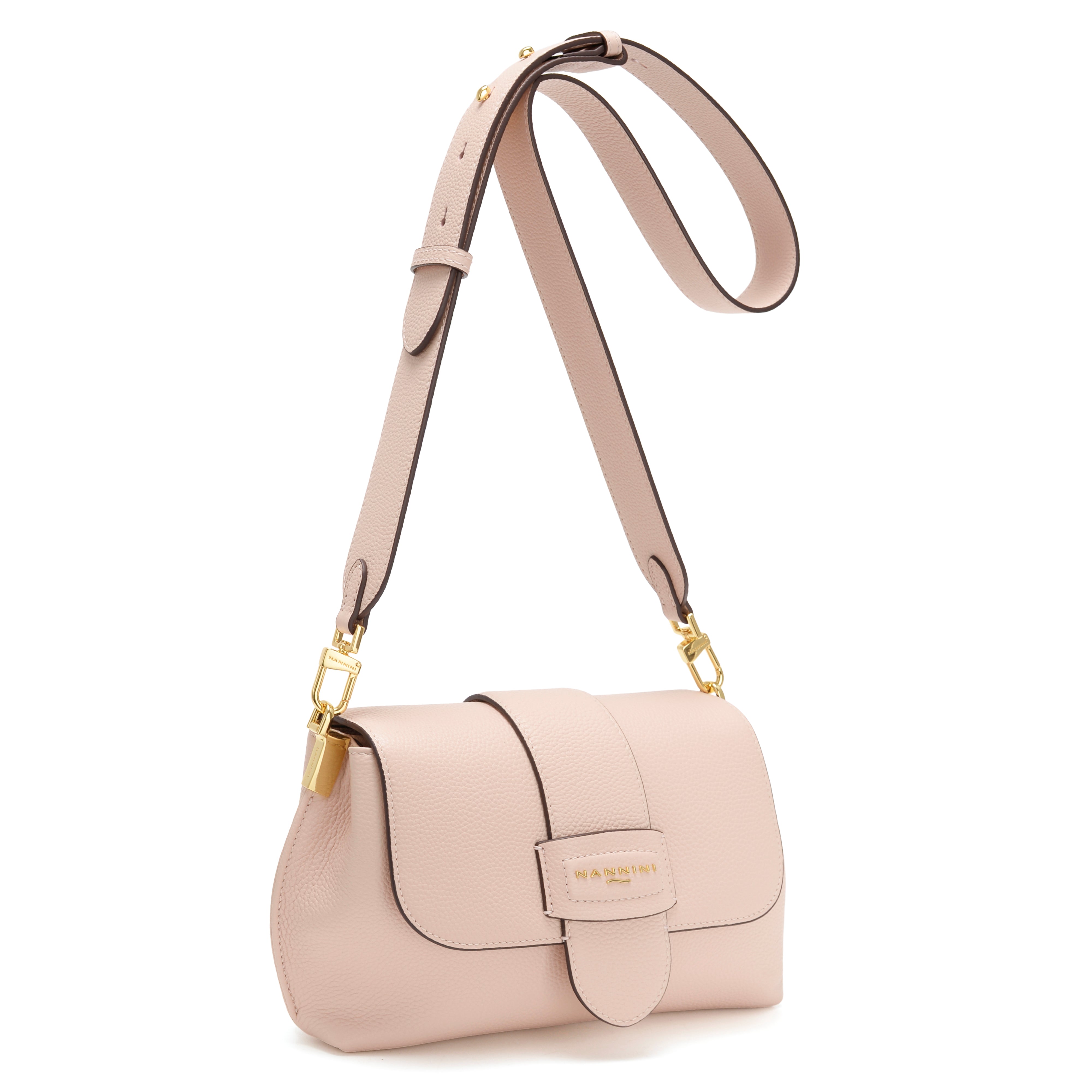 NANNINI bauletto donna pelle martellata cipria compatto