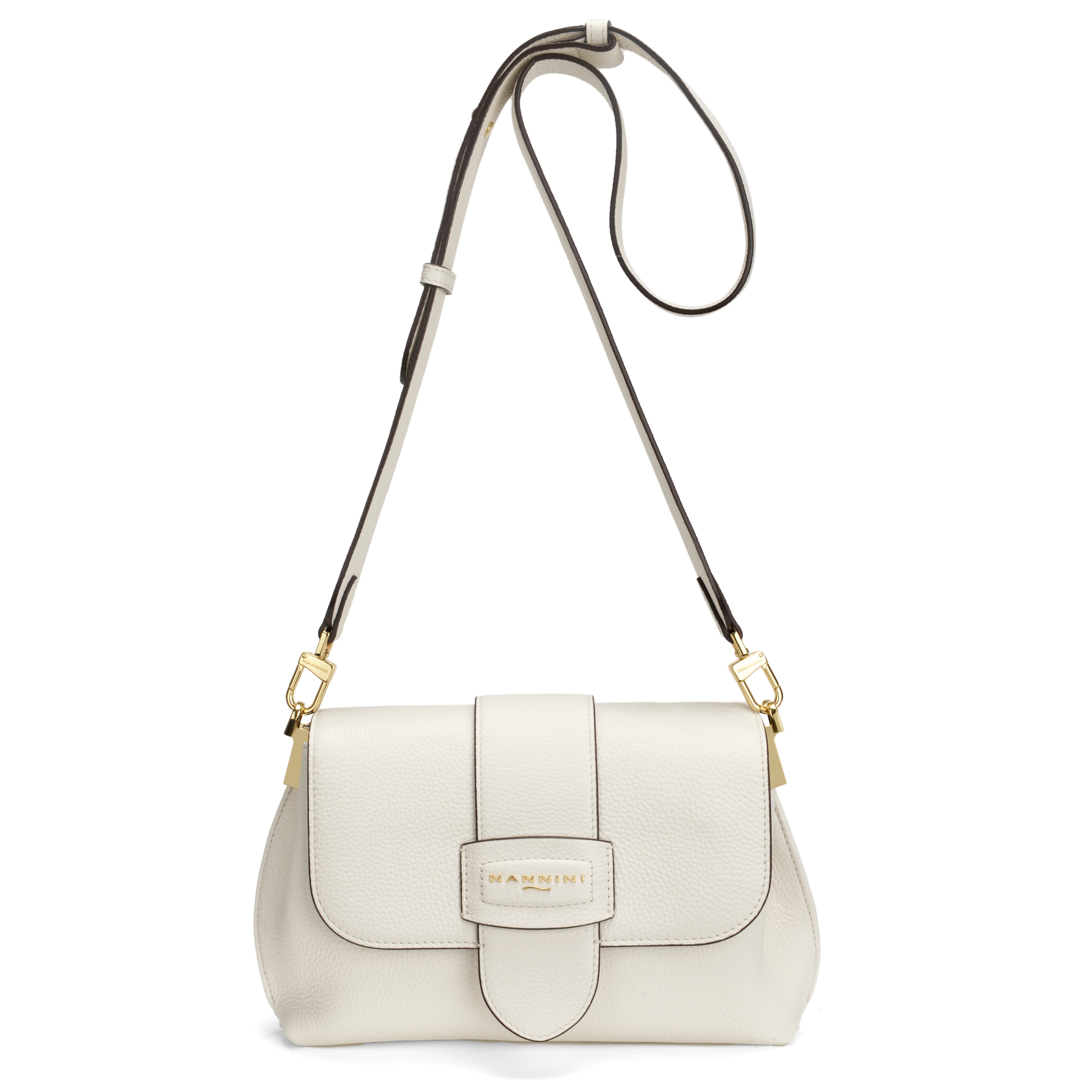 NANNINI Borsa a mano pelle martellata Off-White donna moda
