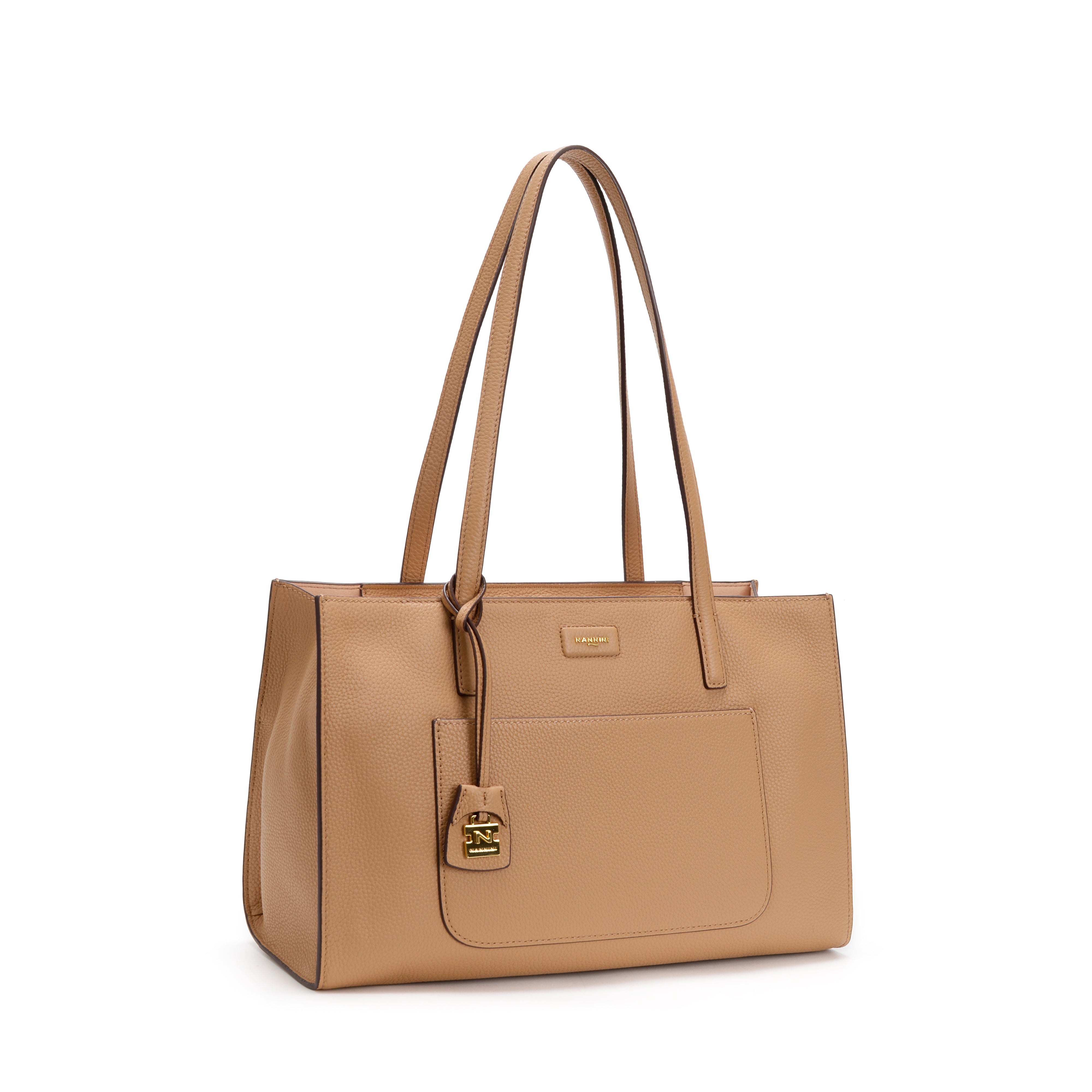 NANNINI borsa secchiello pelle cammello tracolla regolabile tracolla