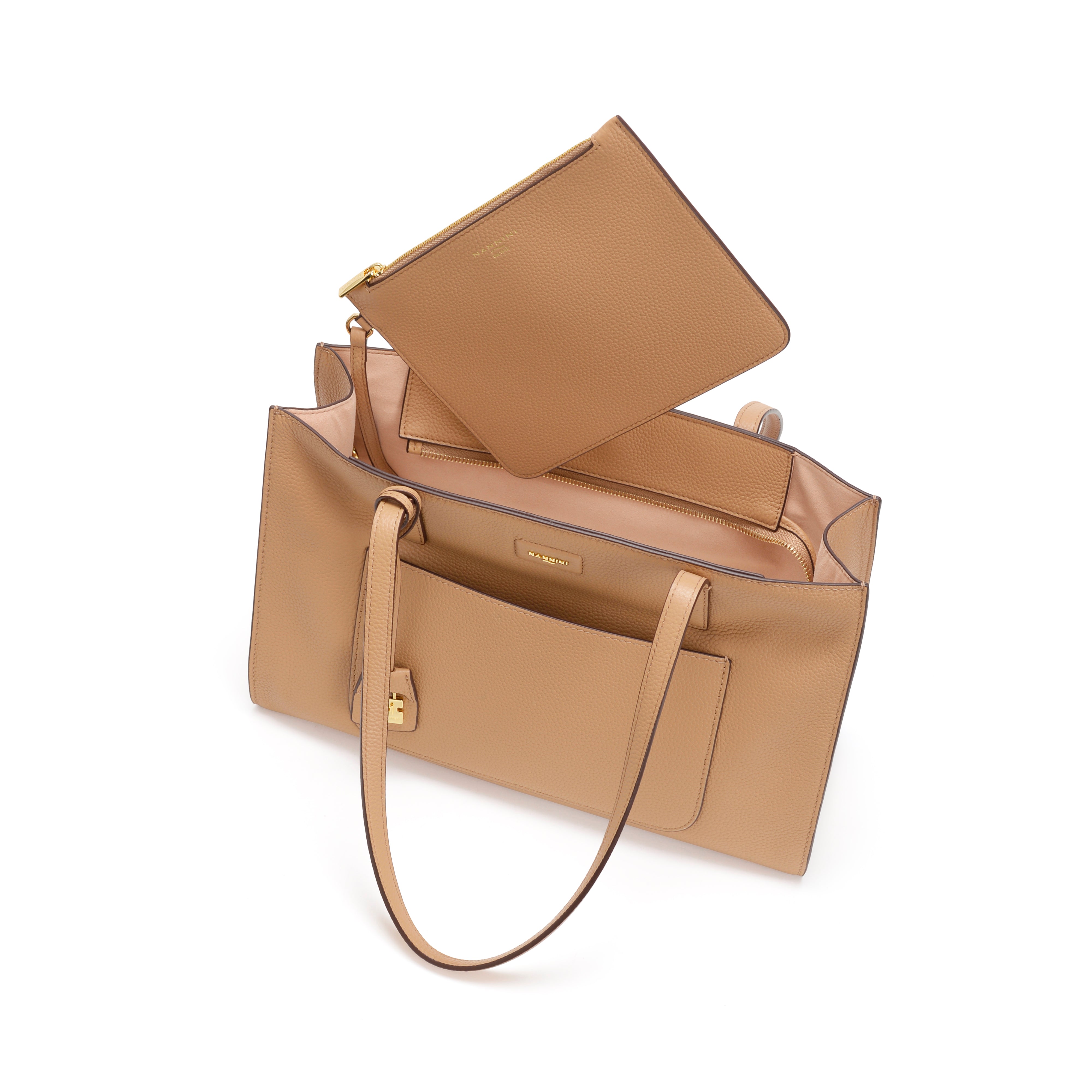 NANNINI borsa spalla donna camel pelle trapuntata piccola