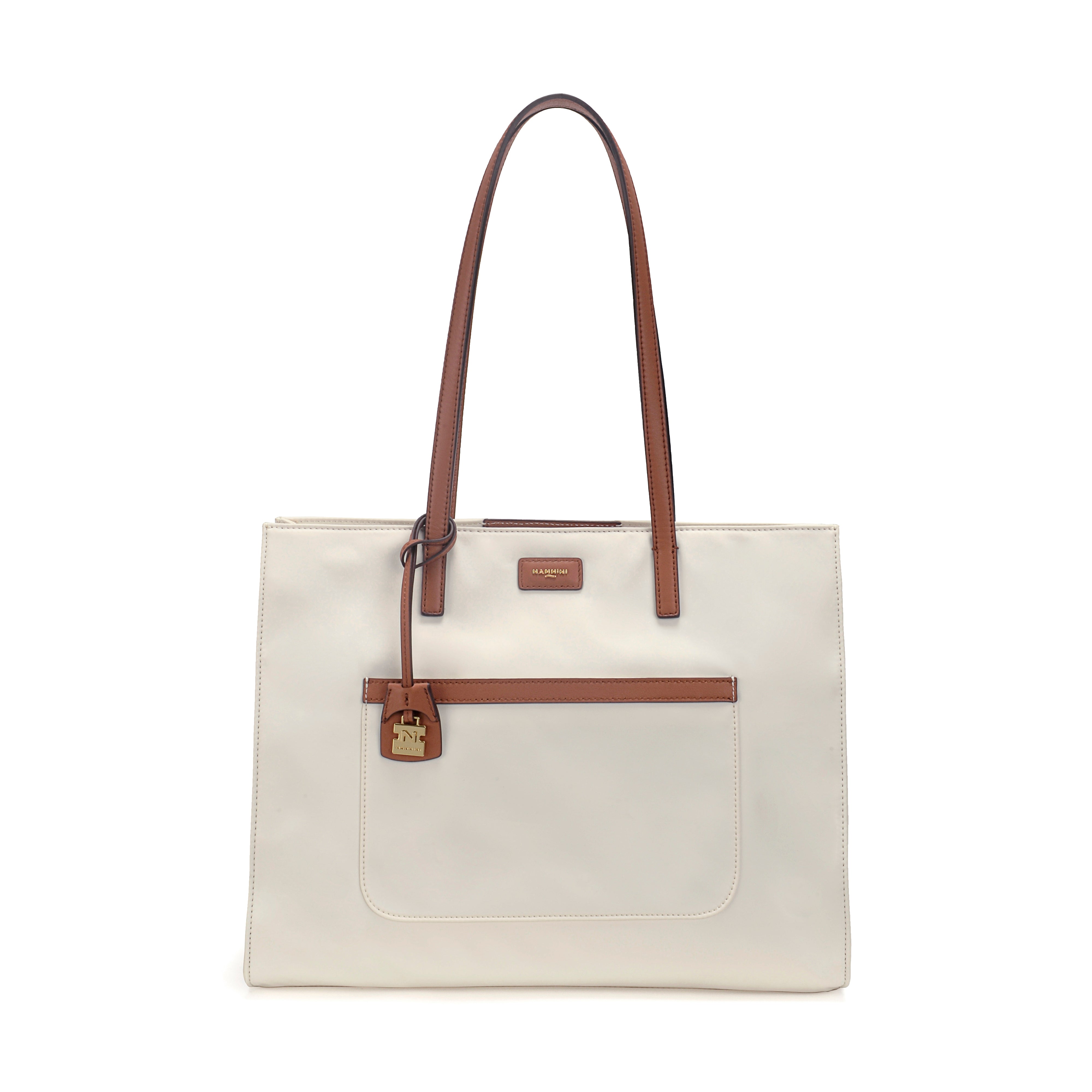 NANNINI Borsa a mano pelle trapuntata bianca logo spalla