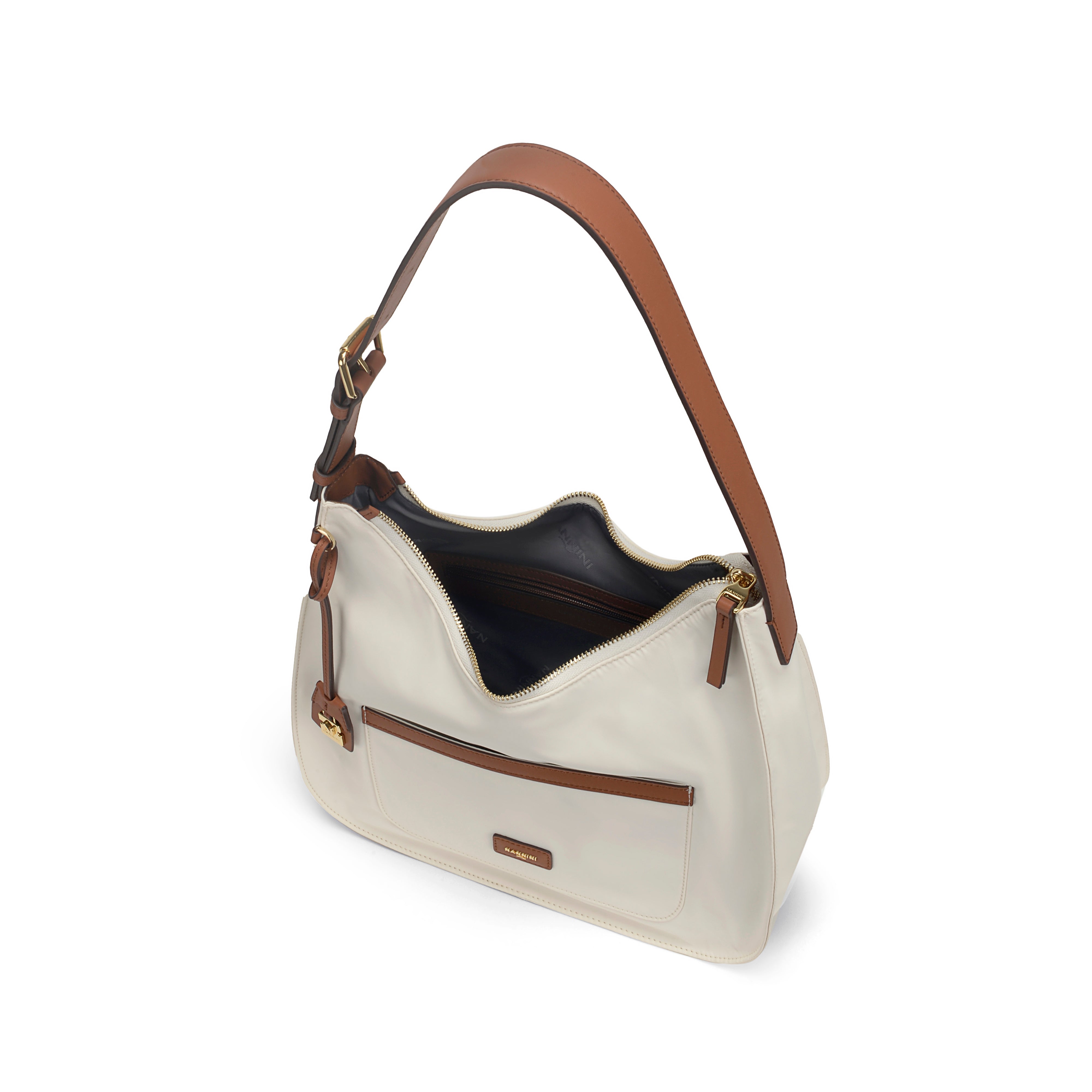 NANNINI borsa spalla donna pelle martellata nera borchie