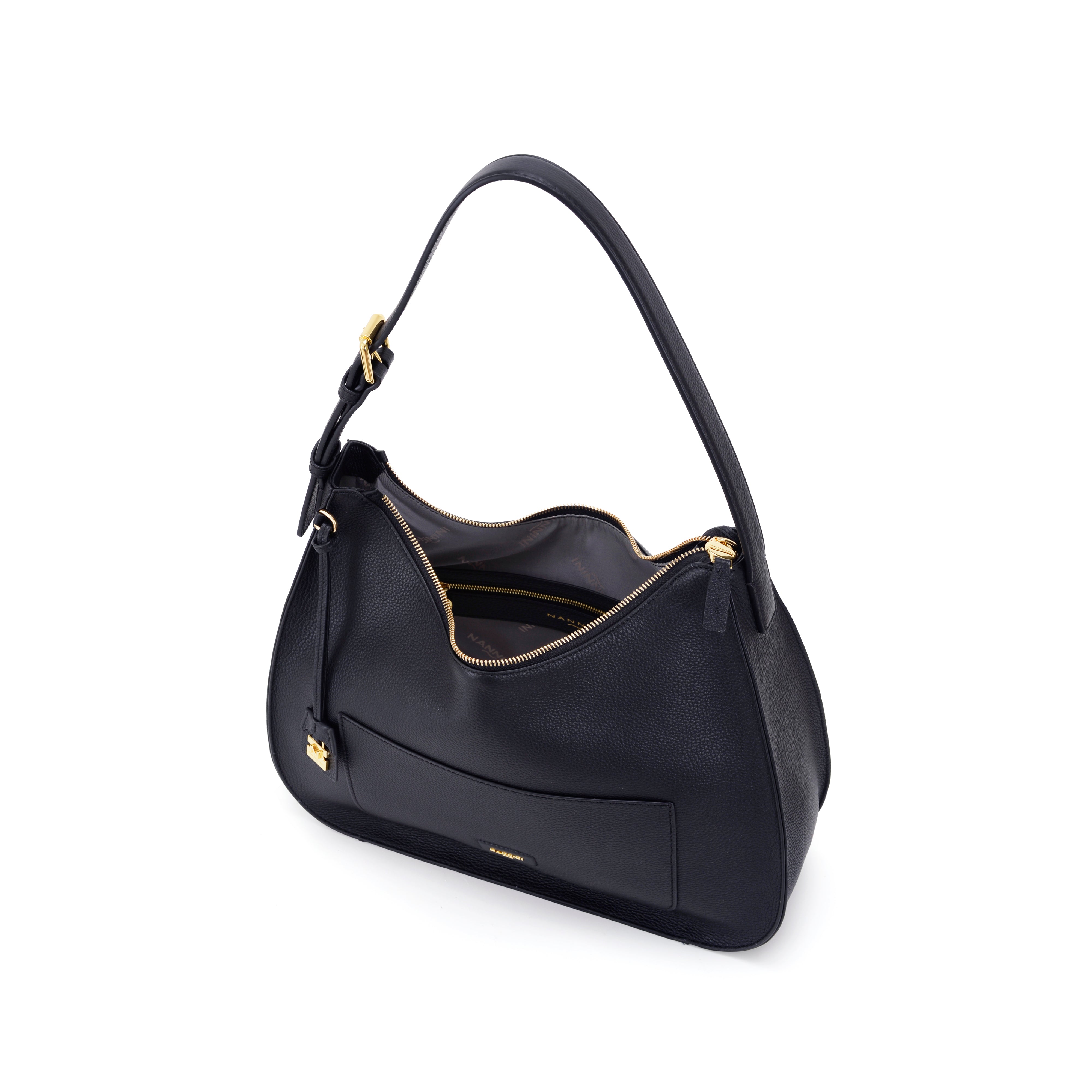 NANNINI borsa secchiello pelle saffiano blu cobalto