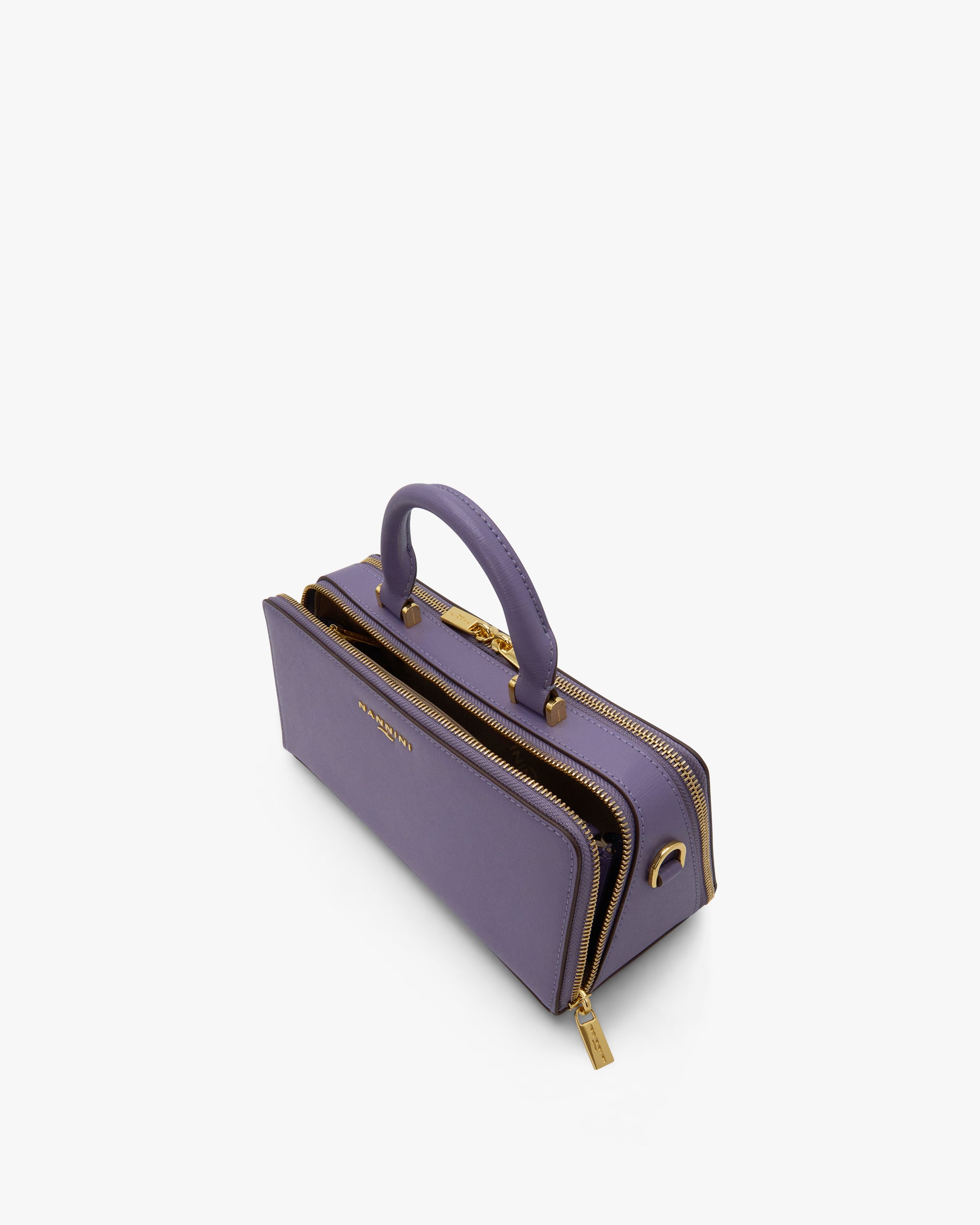 NANNINI borsa secchiello pelle martellata tracolla beige