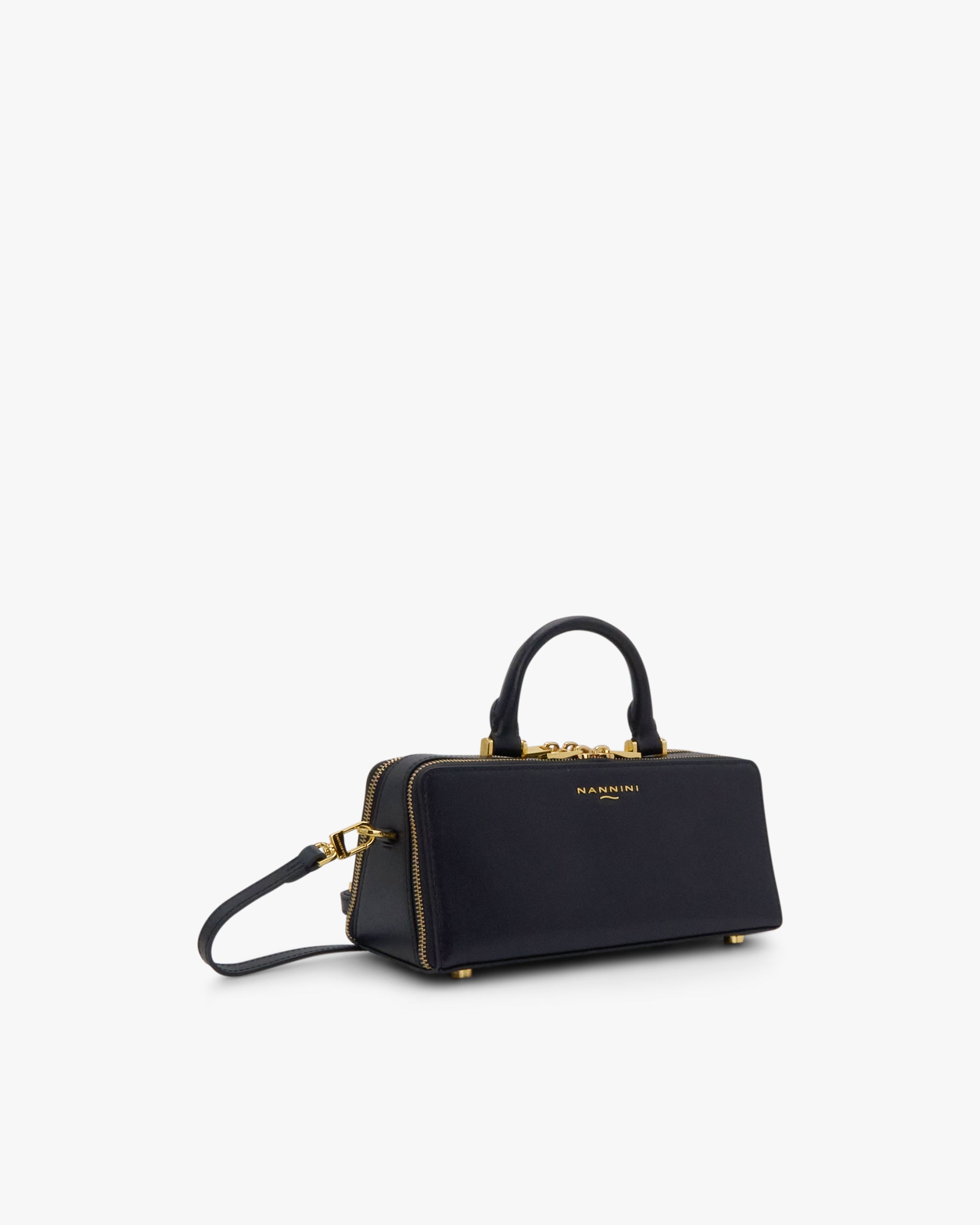 NANNINI borsa spalla donna pelle martellata nera grande