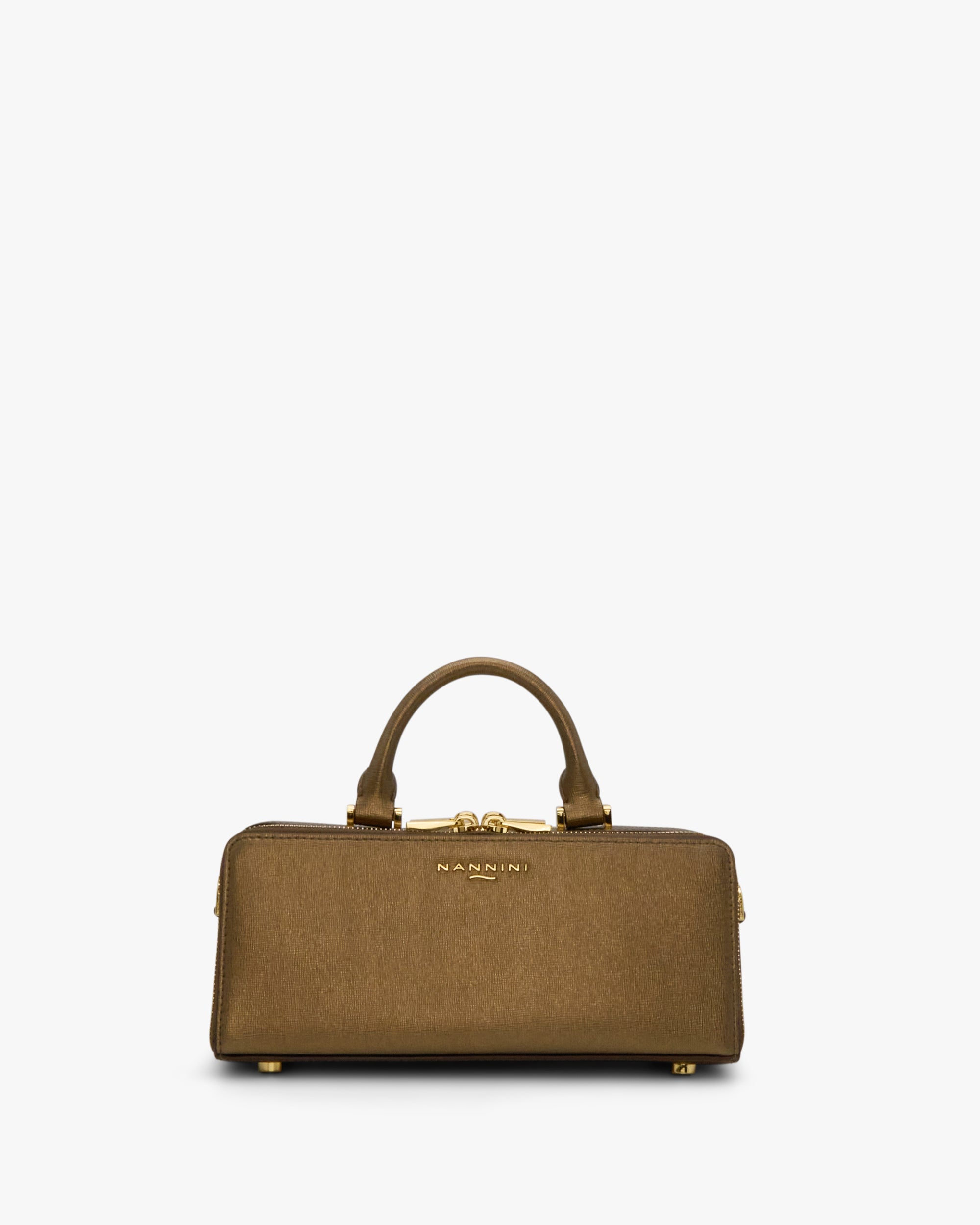 NANNINI borsa spalla donna pelle liscia cuoio marrone