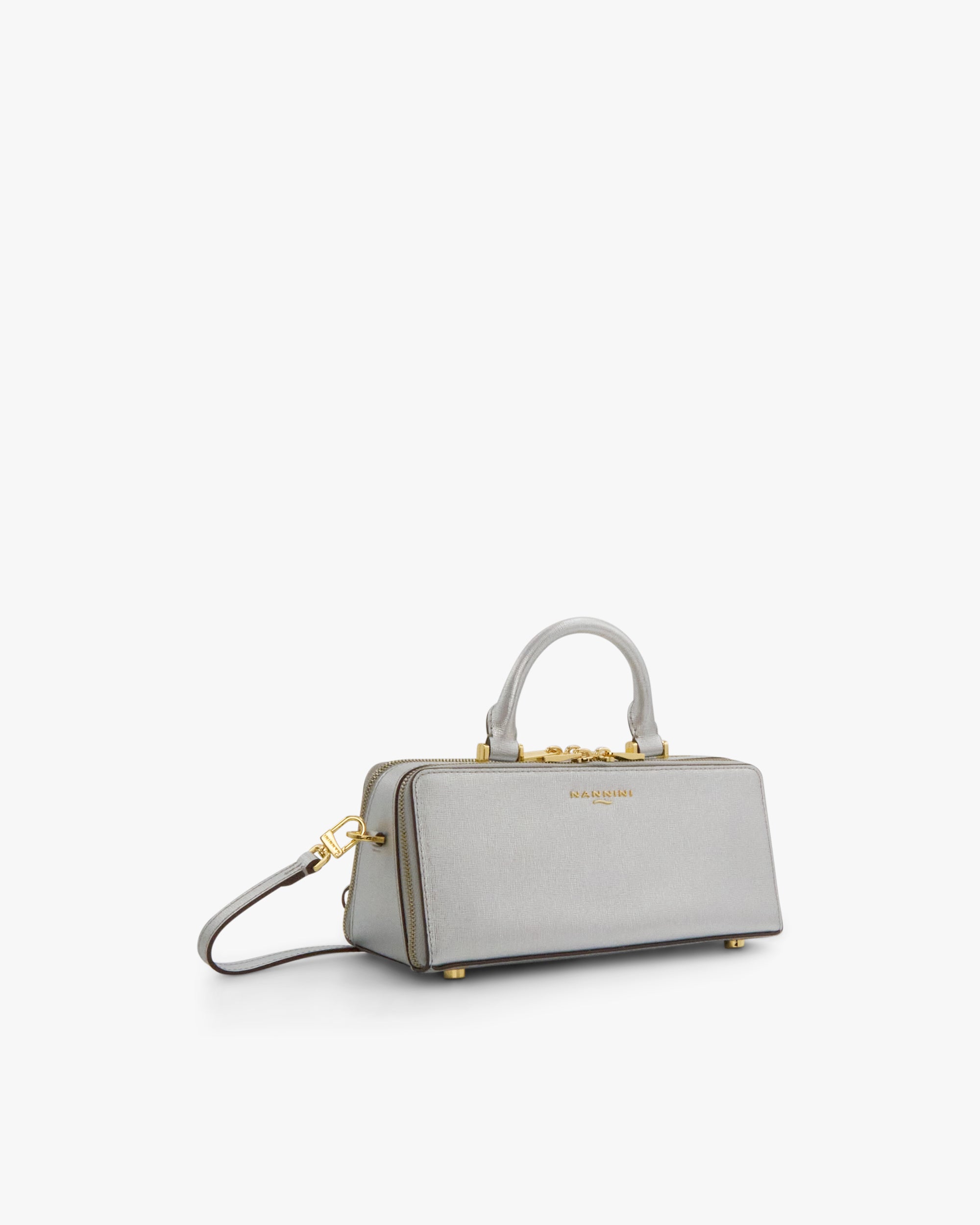 NANNINI borsa spalla donna pelle martellata verde chiaro spalla