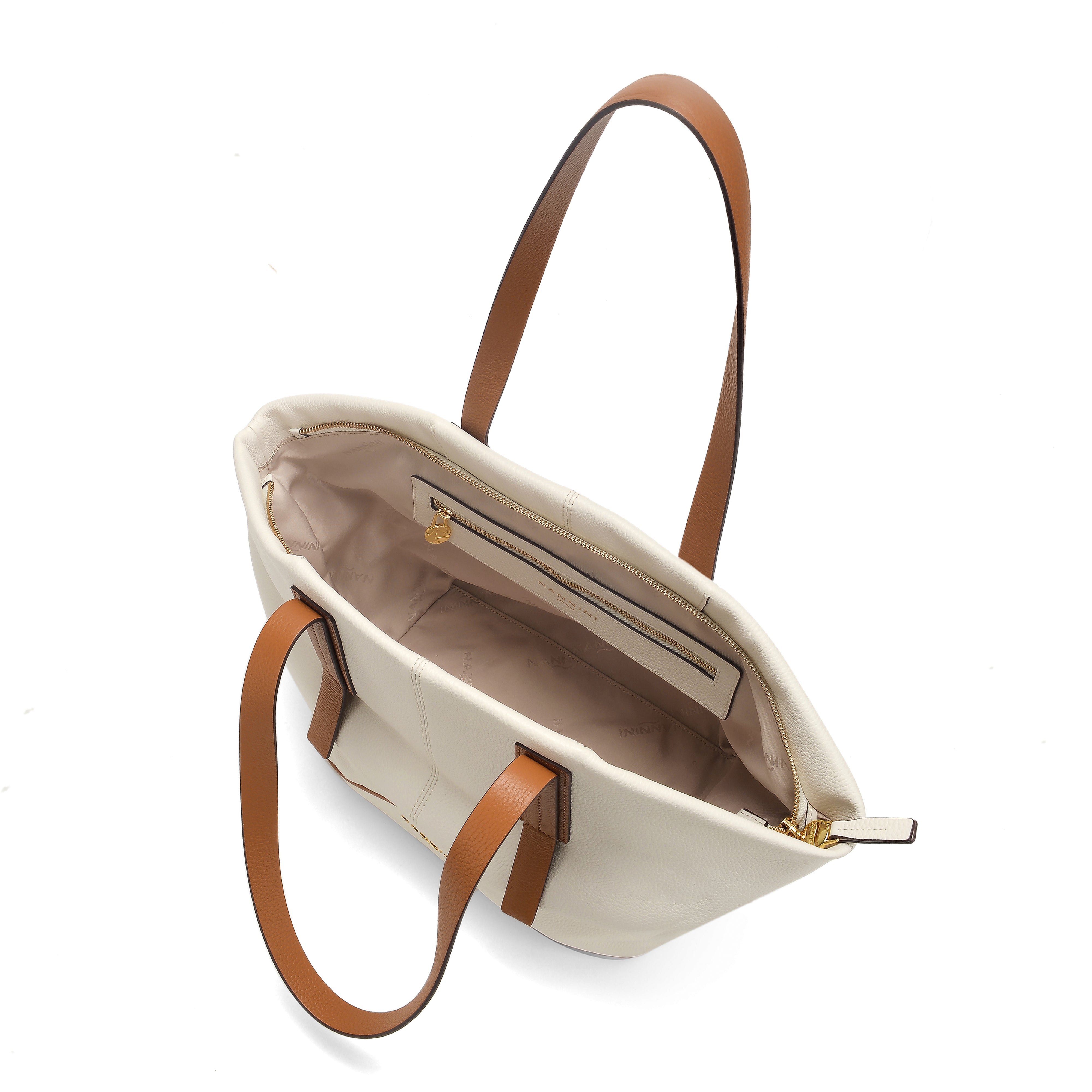 NANNINI bauletto pelle martellata cognac chiusura zip dorata