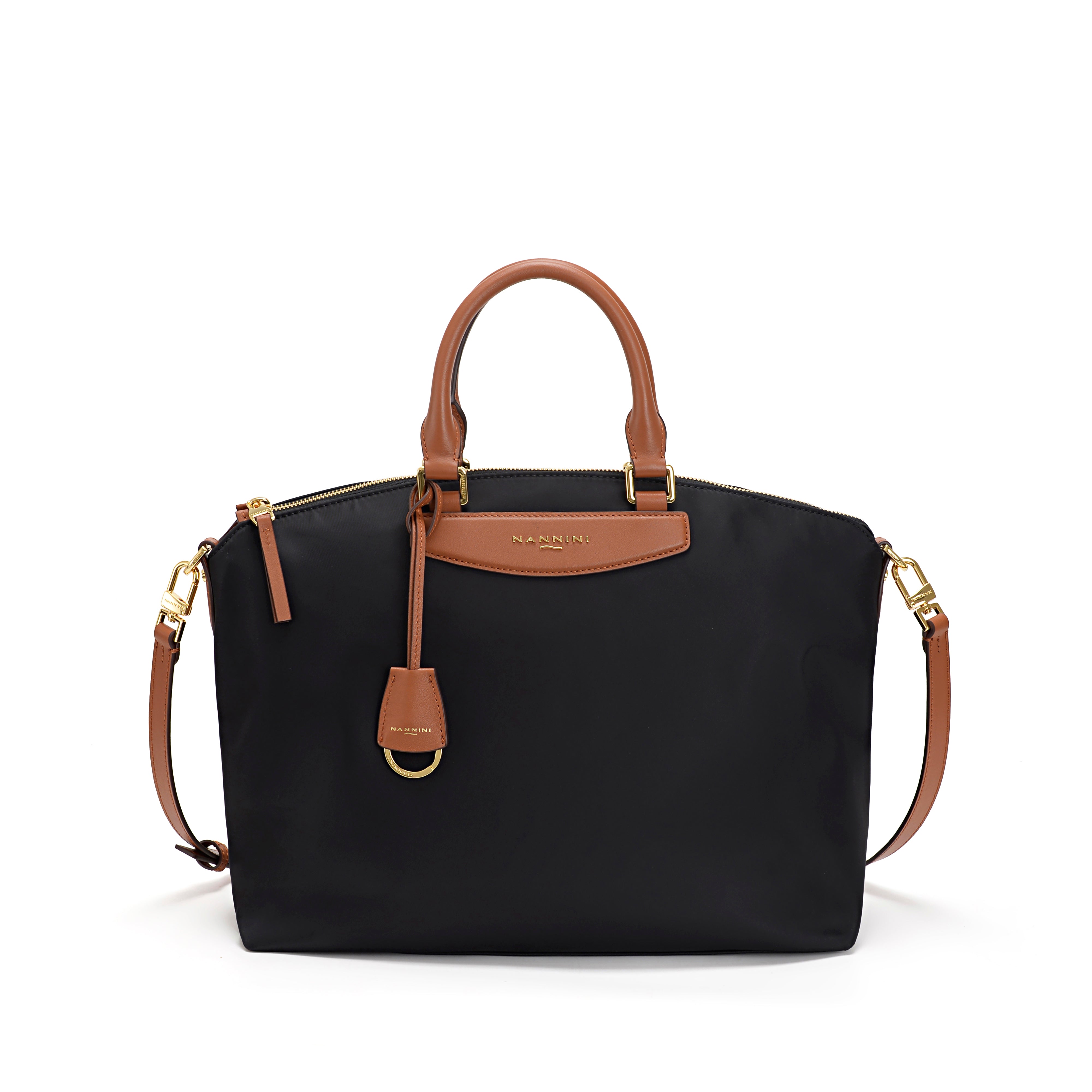 NANNINI bauletto donna pelle martellata nero tre scomparti