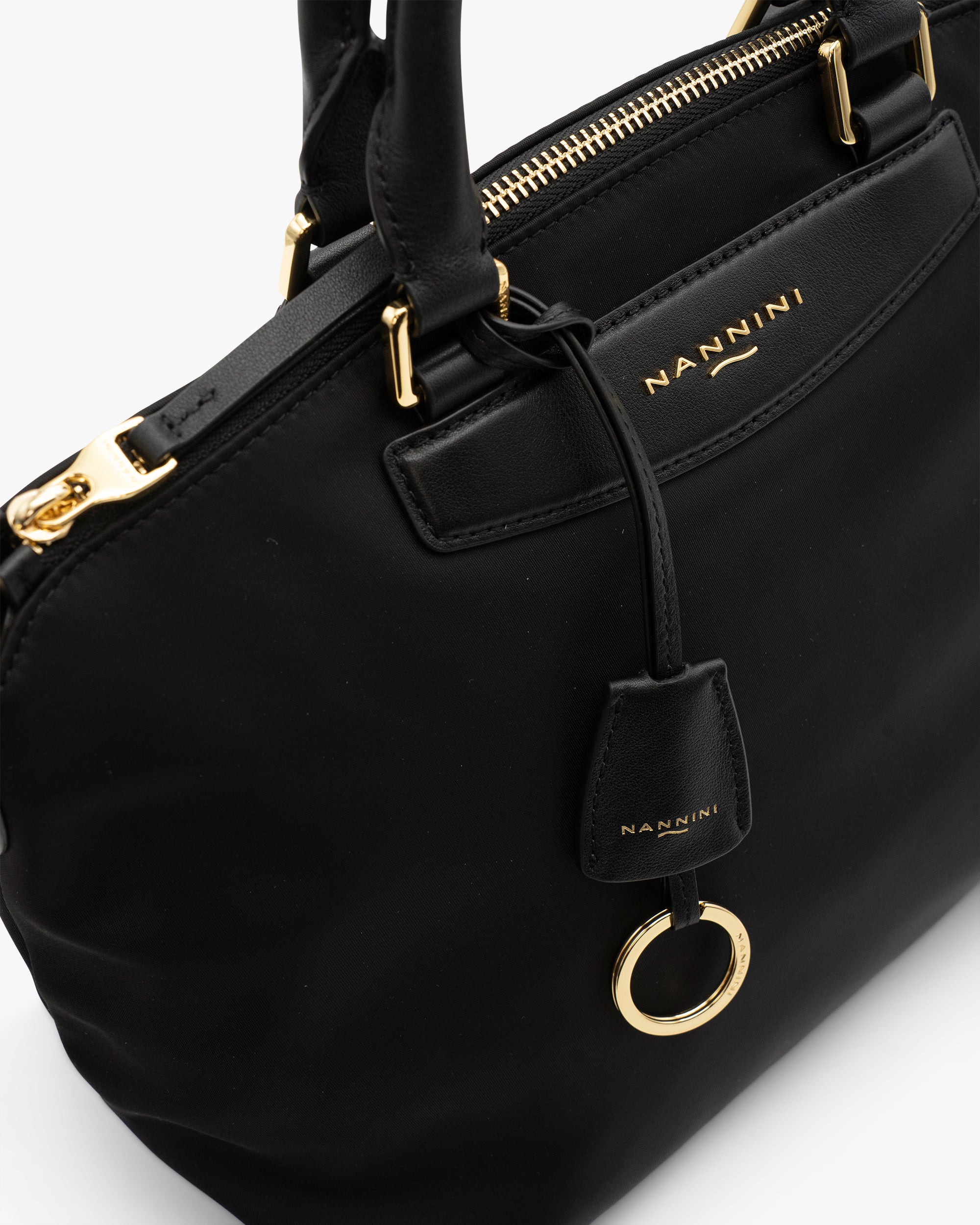 NANNINI borsa spalla donna pelle martellata marrone chiusura magnetica
