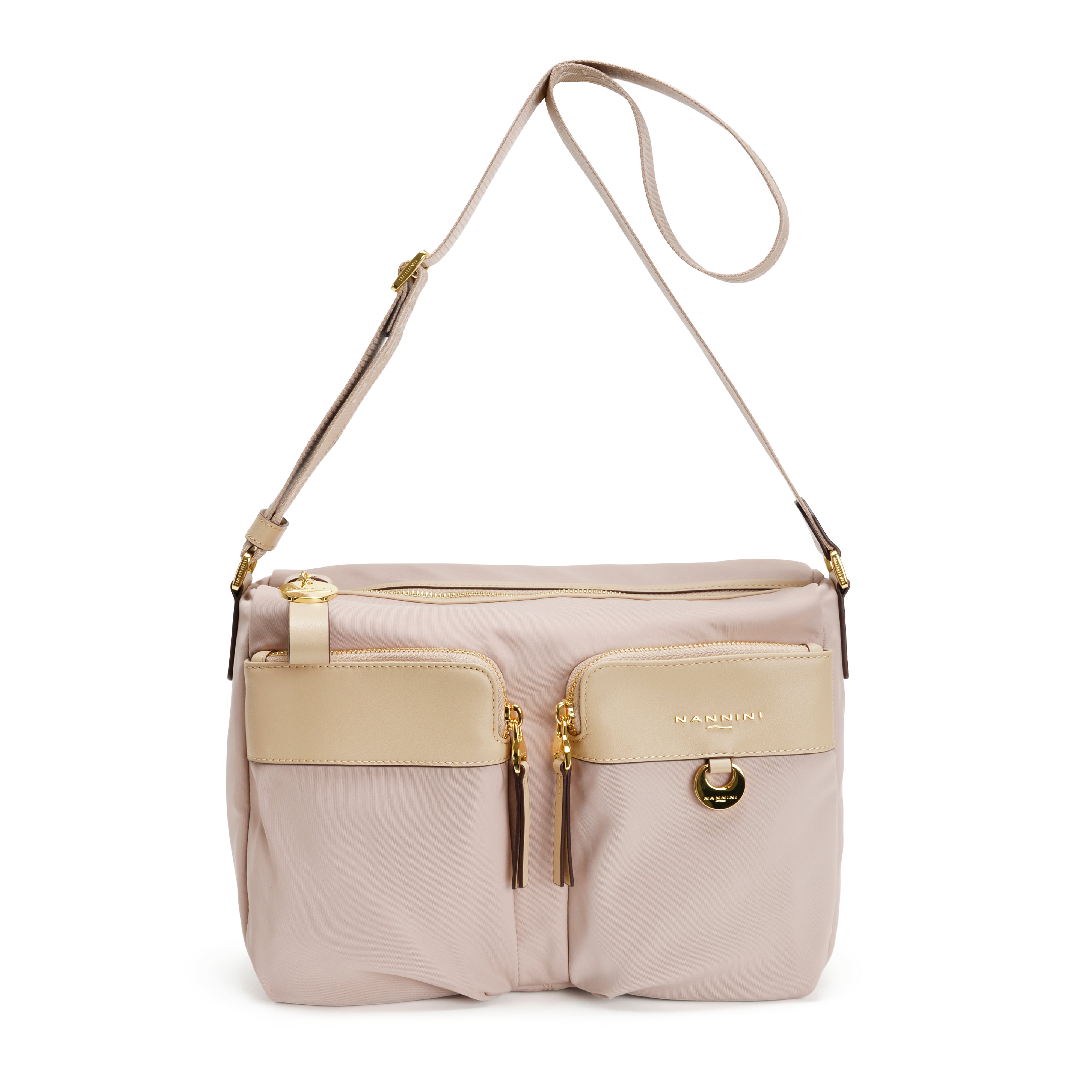 NANNINI borsa spalla donna intrecciata beige vera pelle
