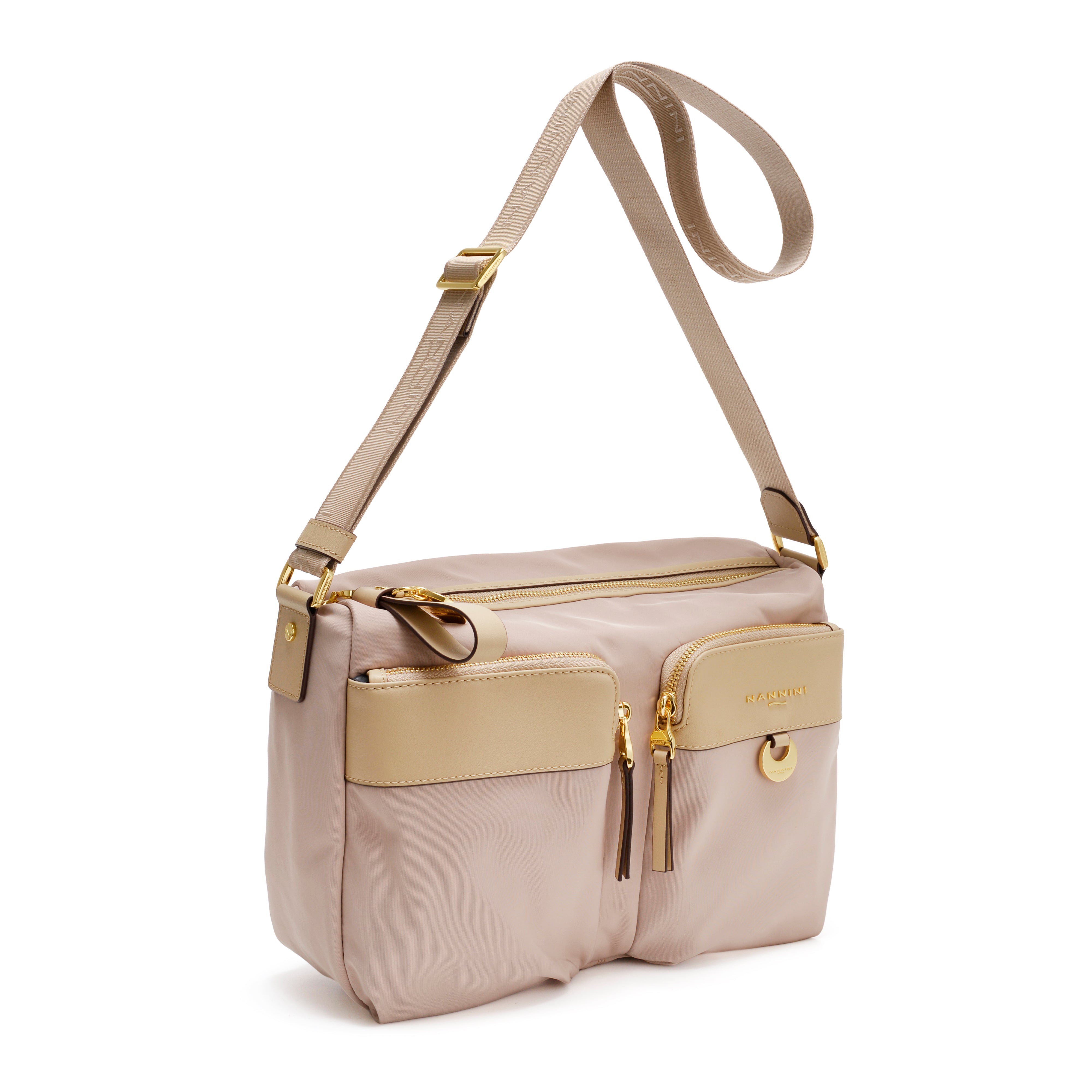 NANNINI borsa spalla donna pelle intrecciata beige