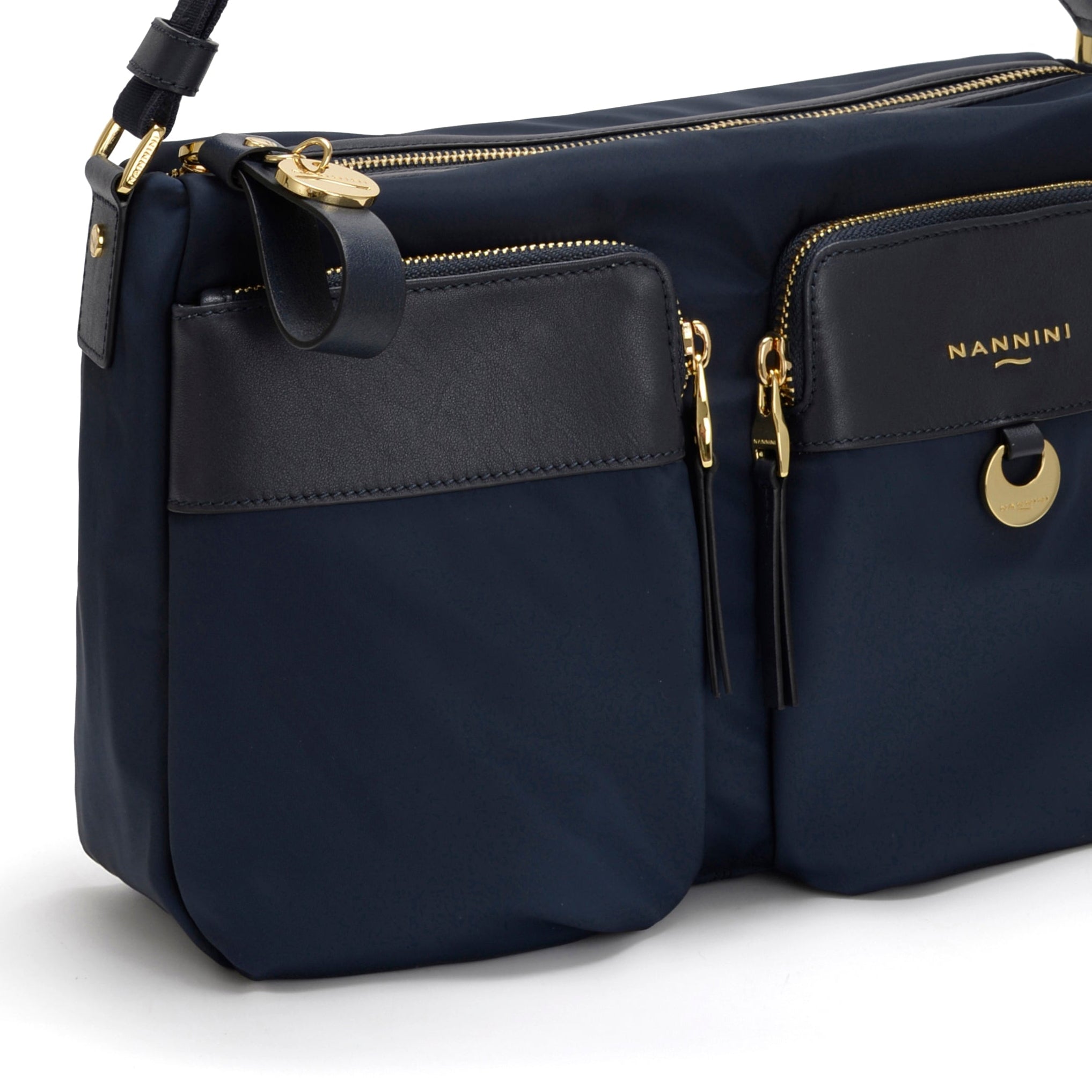 NANNINI borsa secchiello pelle saffiano blu cobalto scuro