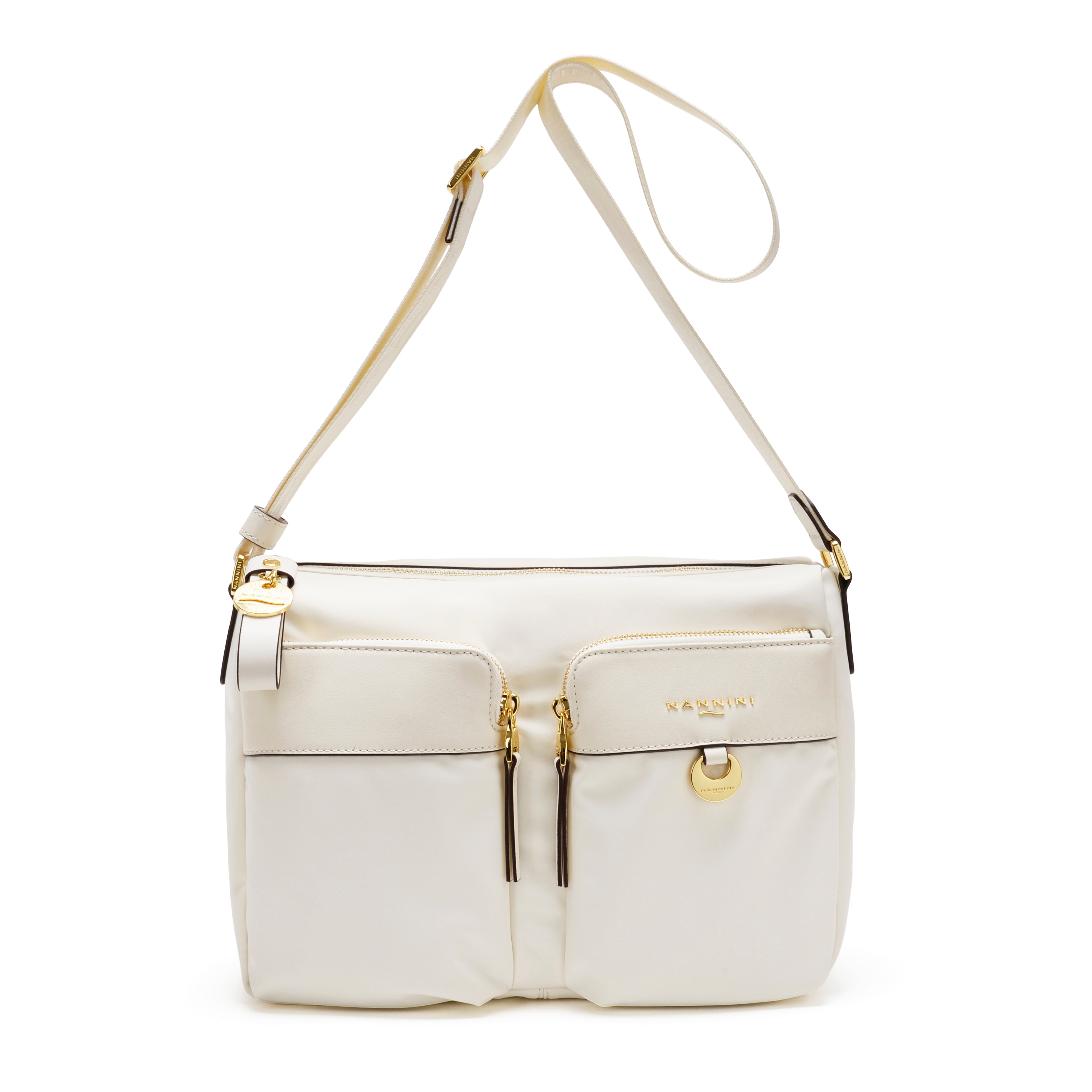 NANNINI borsa secchiello pelle nera borchie metallo oro