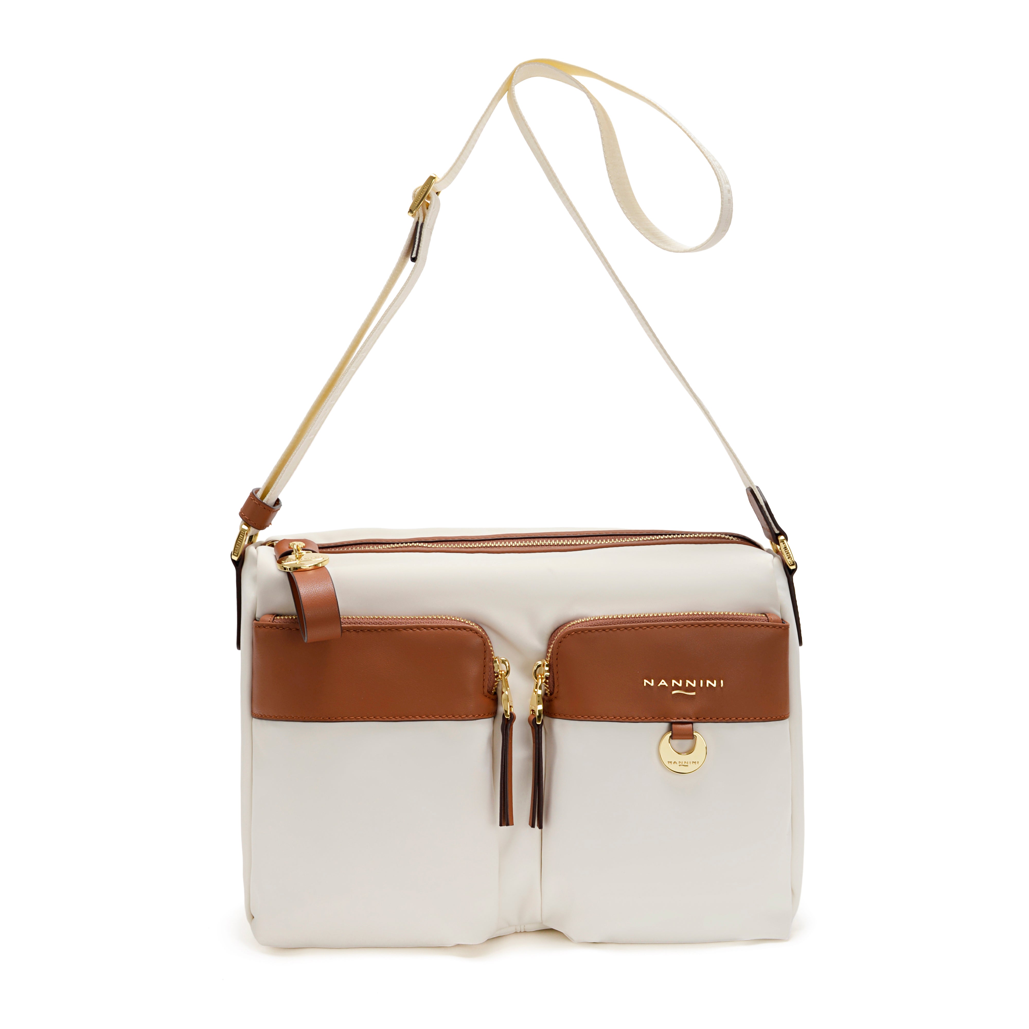 NANNINI bauletto pelle intrecciata beige chiara donna mano