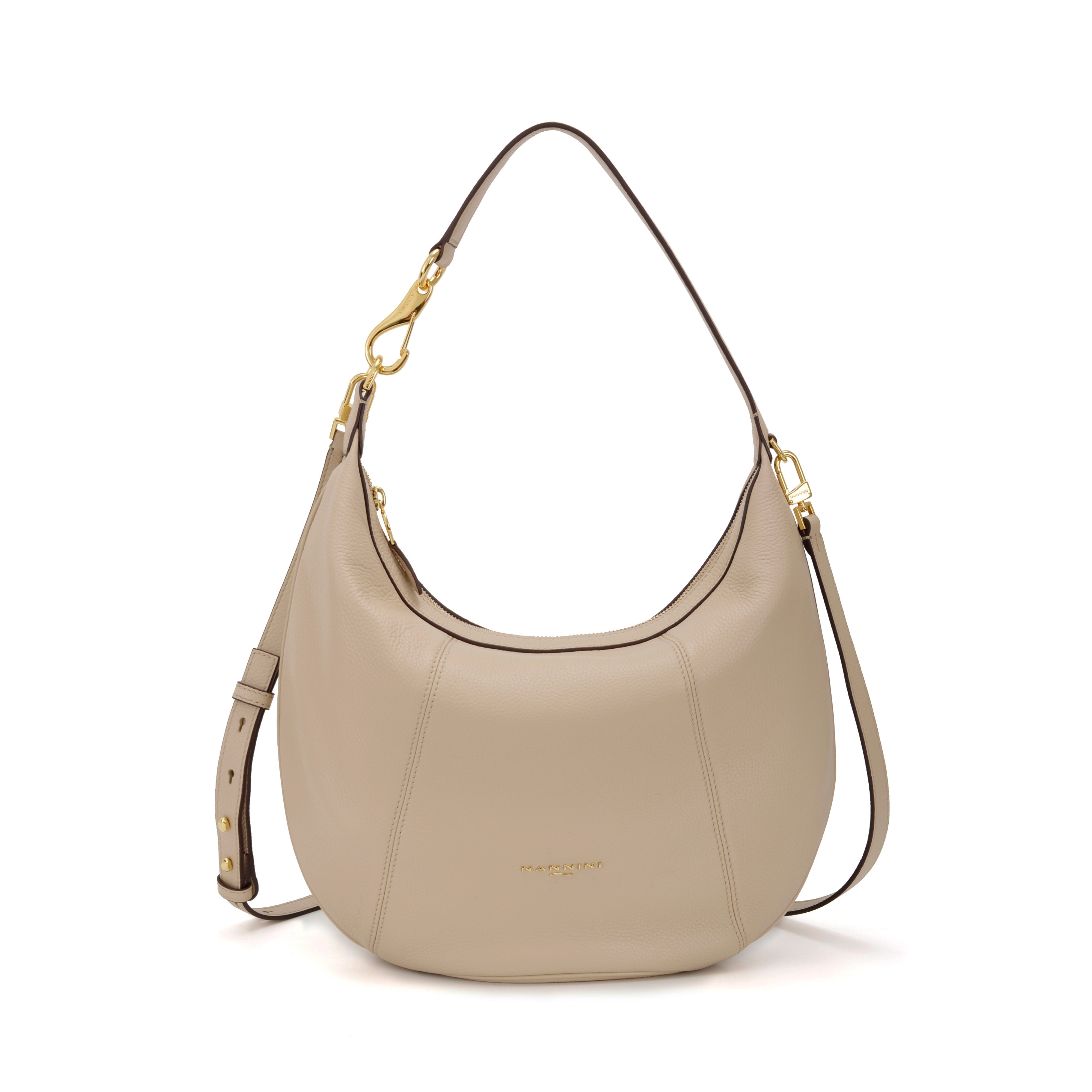 NANNINI borsa a mano pelle martellata beige tracolla regolabile