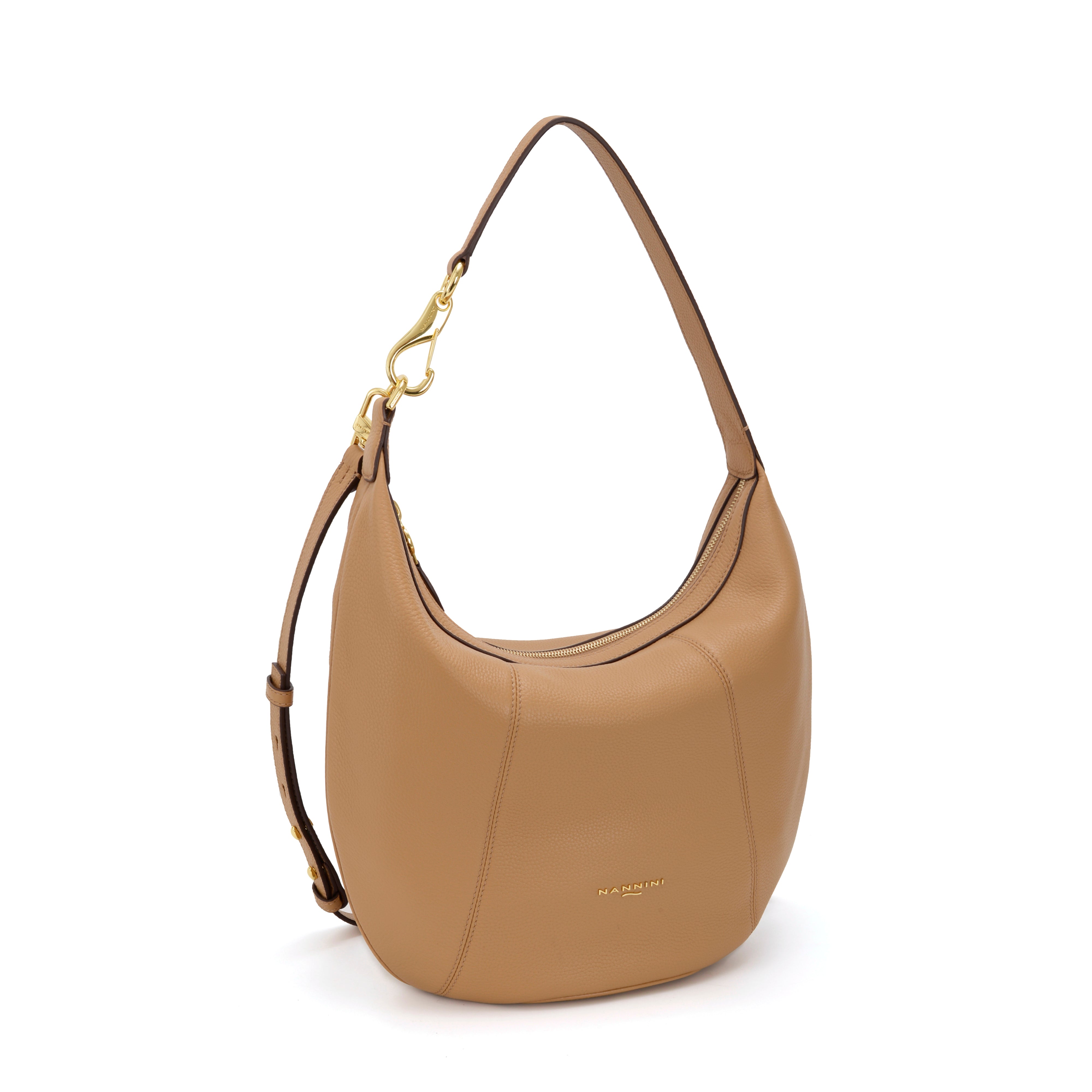 NANNINI borsa secchiello pelle cammello tracolla regolabile donna