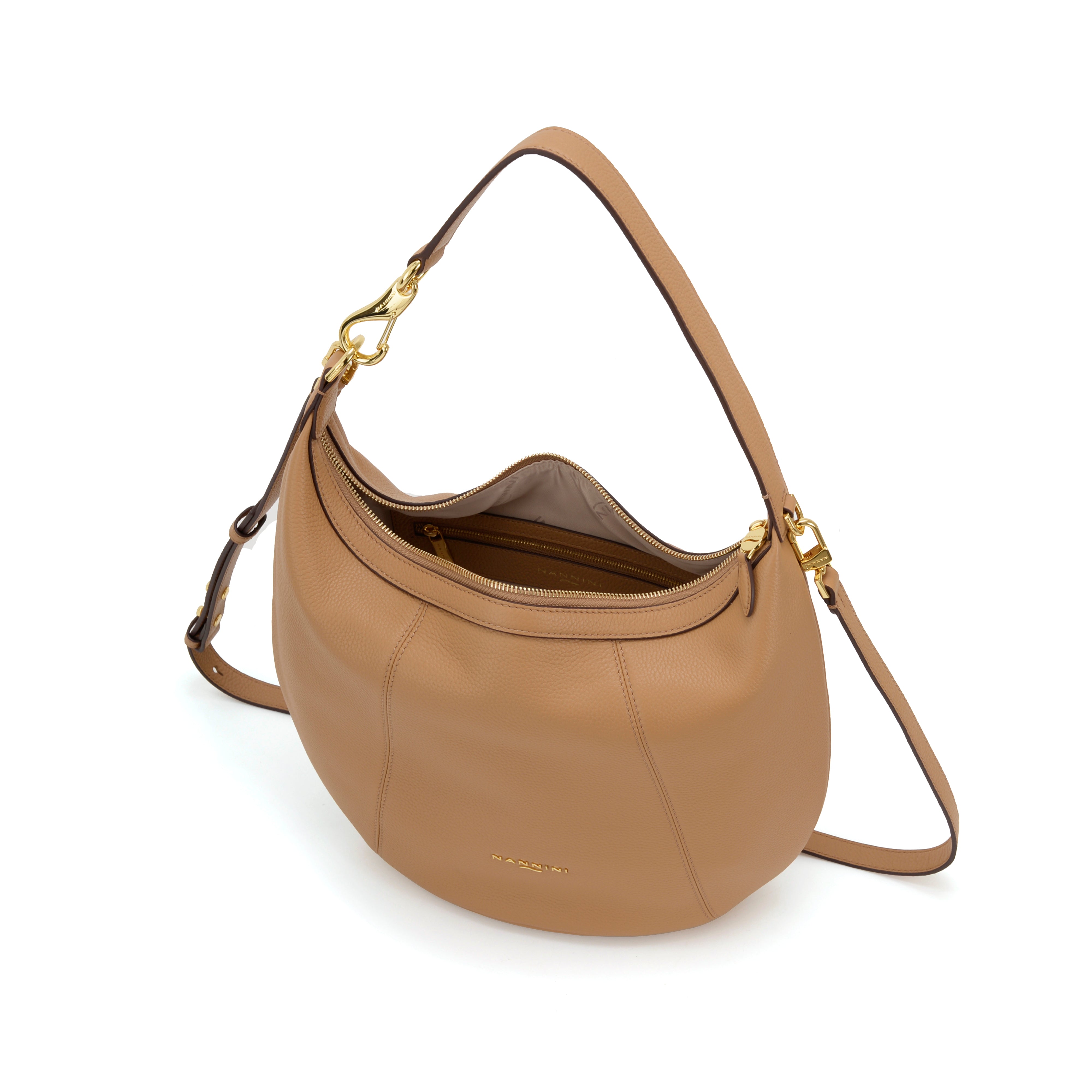 NANNINI borsa spalla donna camel pelle trapuntata piccola