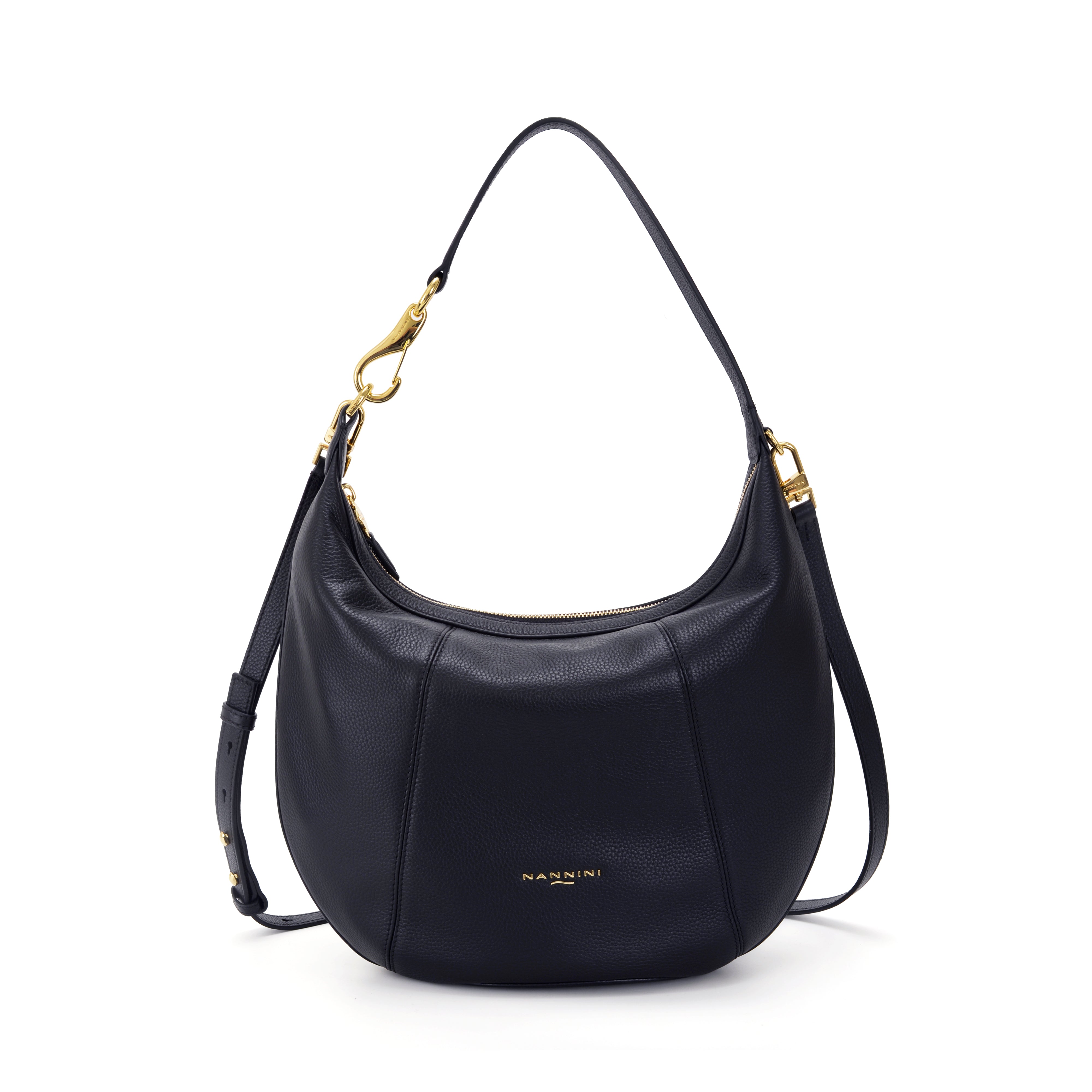 NANNINI borsa spalla donna pelle martellata blu scuro