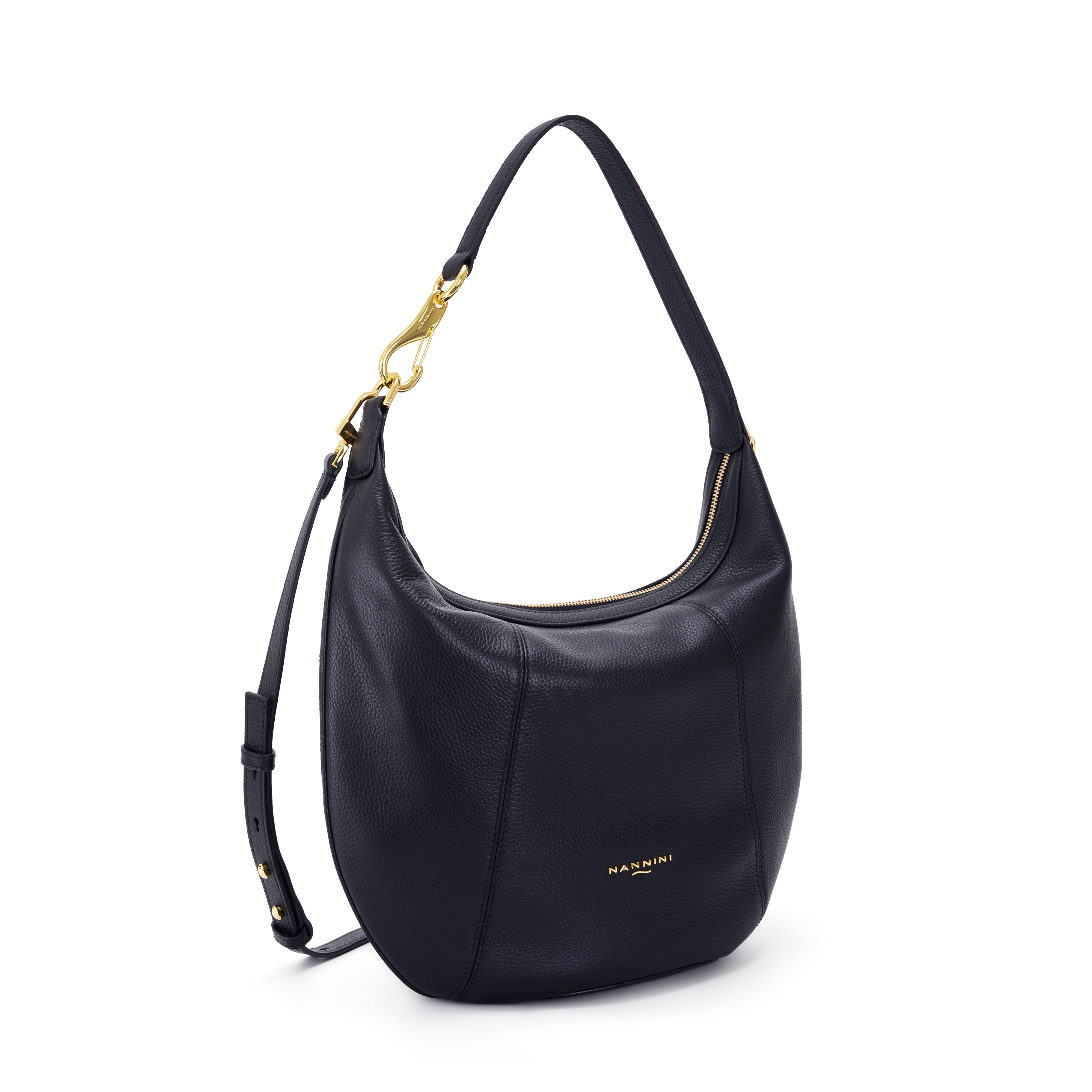 NANNINI borsa secchiello pelle martellata blu navy