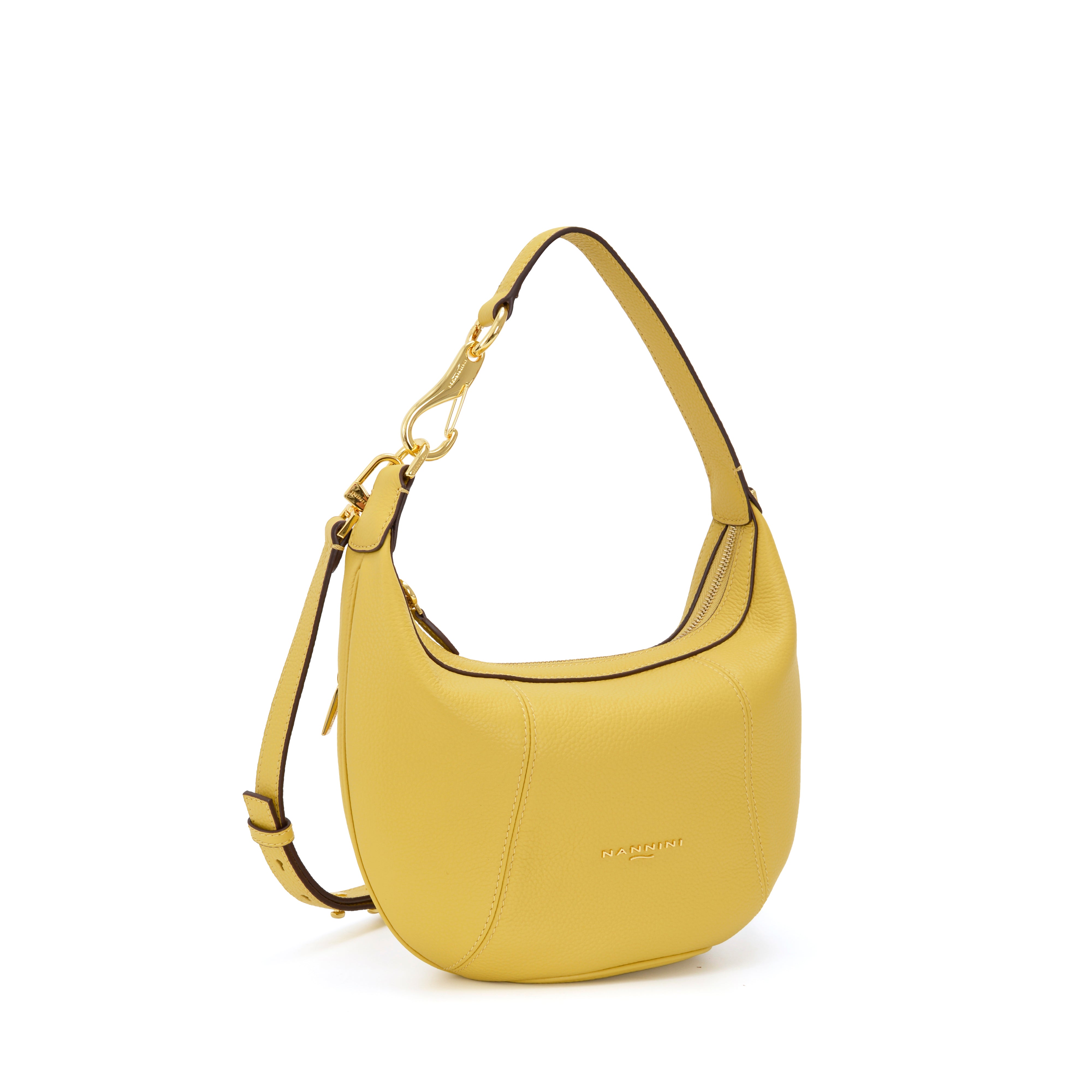 NANNINI borsa spalla martellata gialla manico catena