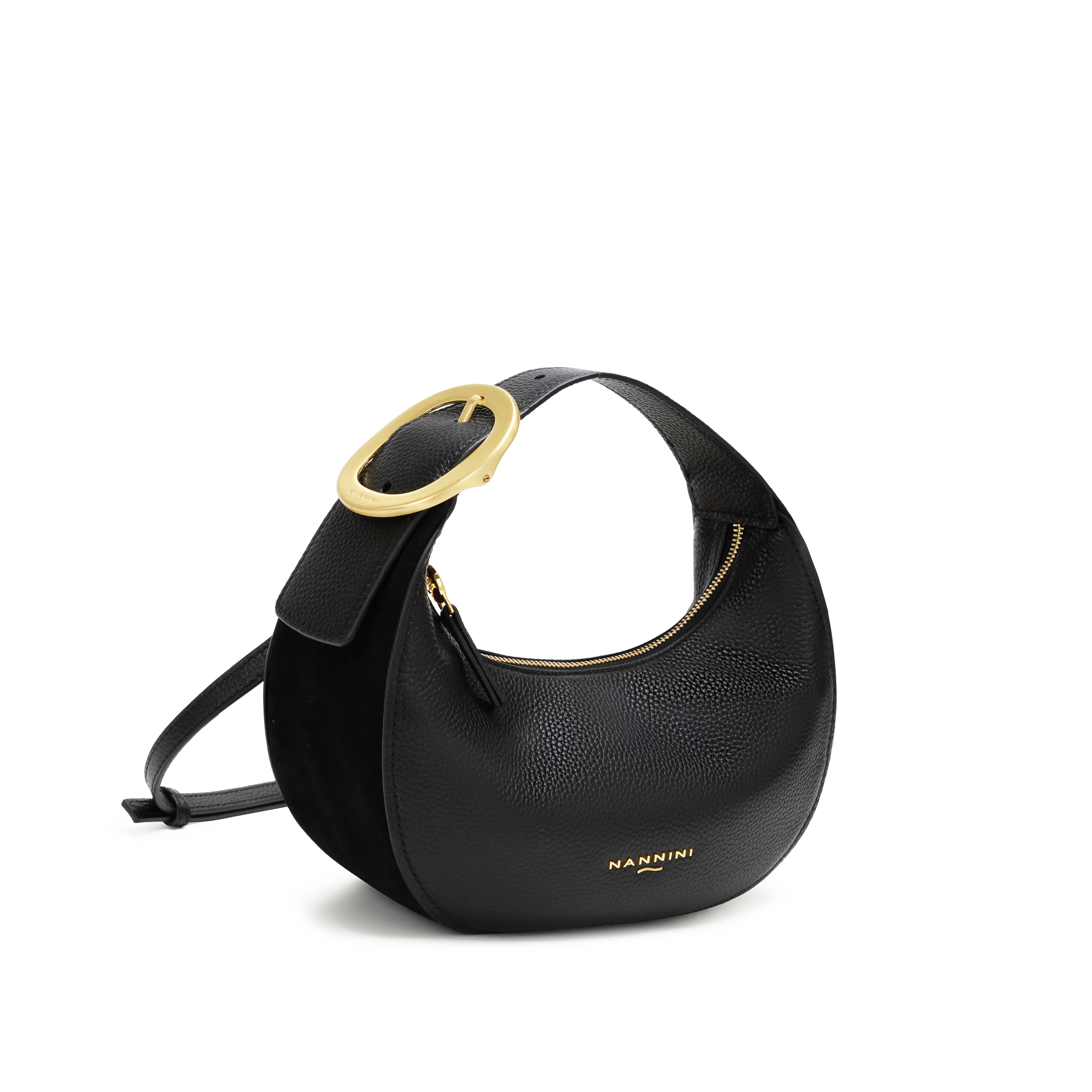 NANNINI borsa spalla donna pelle martellata nera taglia unica