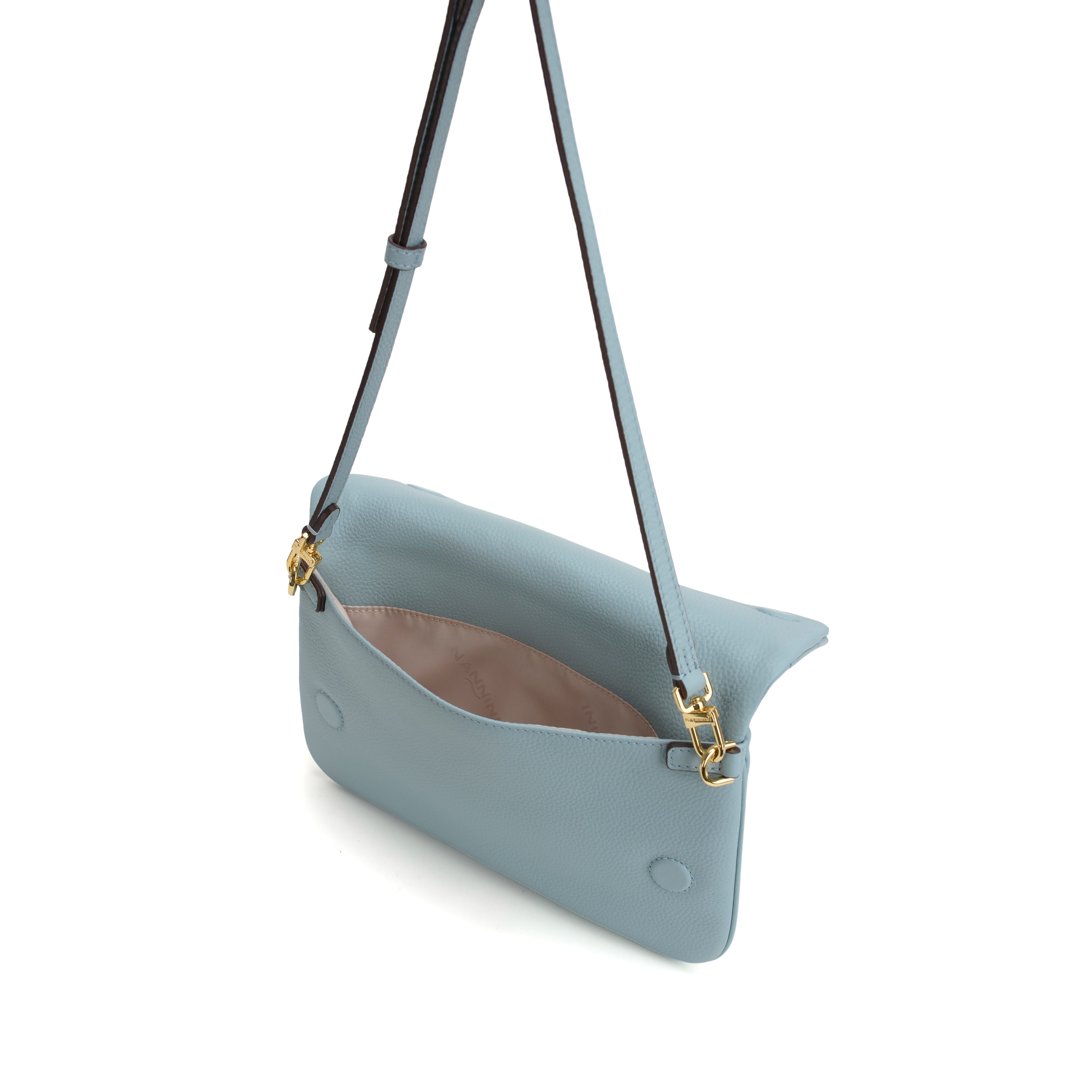 NANNINI borsa spalla donna pelle martellata cielo manici