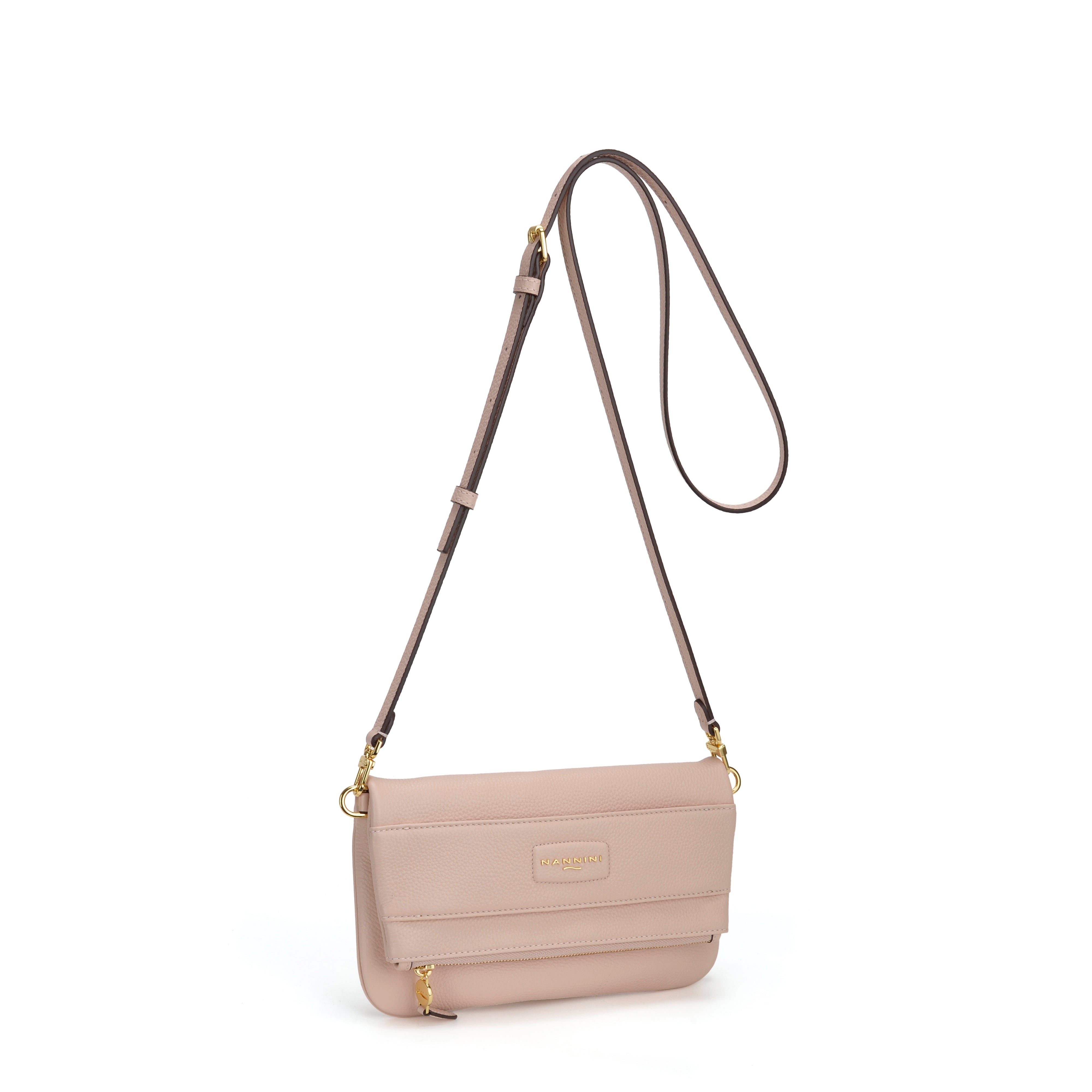 NANNINI shopper similpelle cipria martellata manici borchie