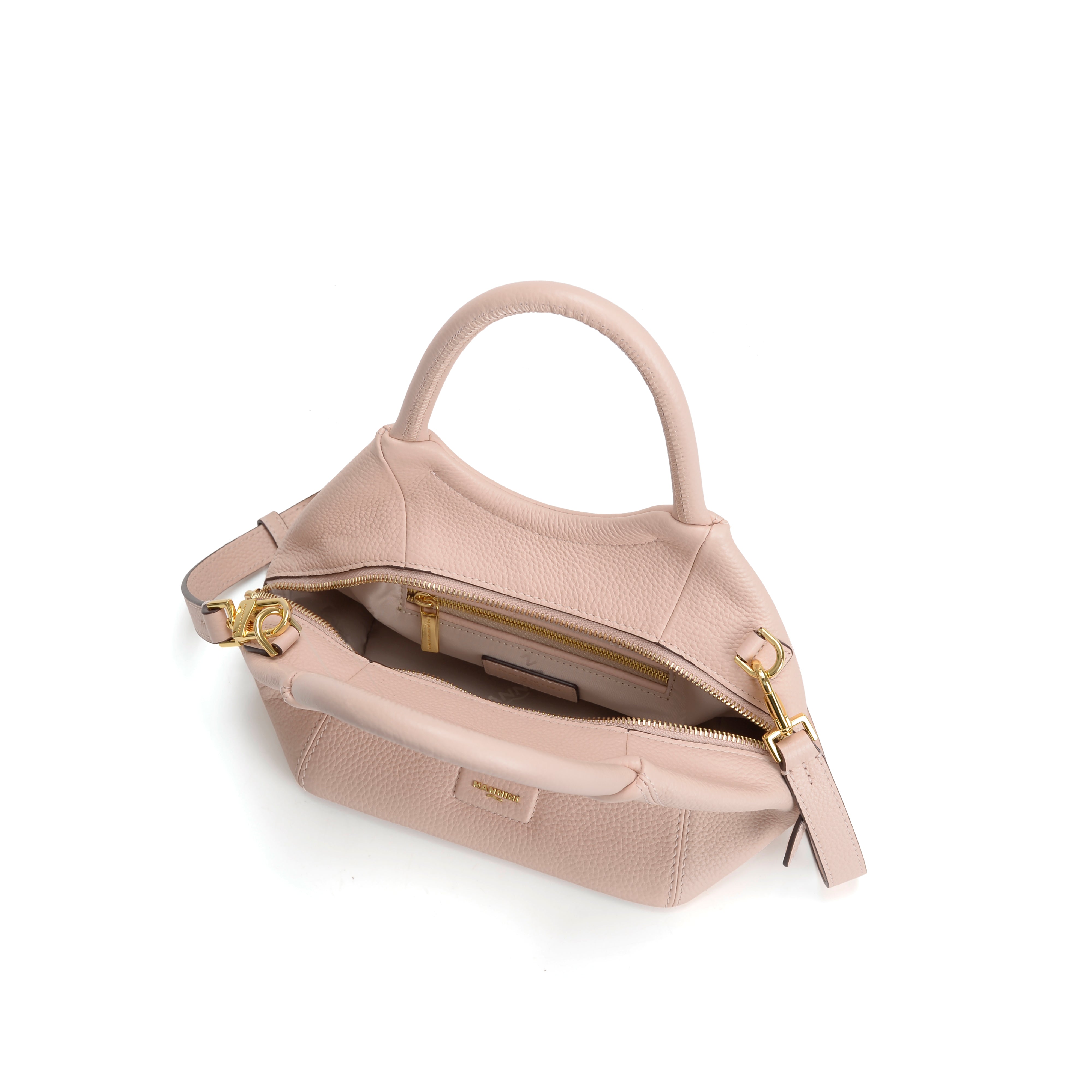 NANNINI borsa spalla donna pelle rosa martellata classica