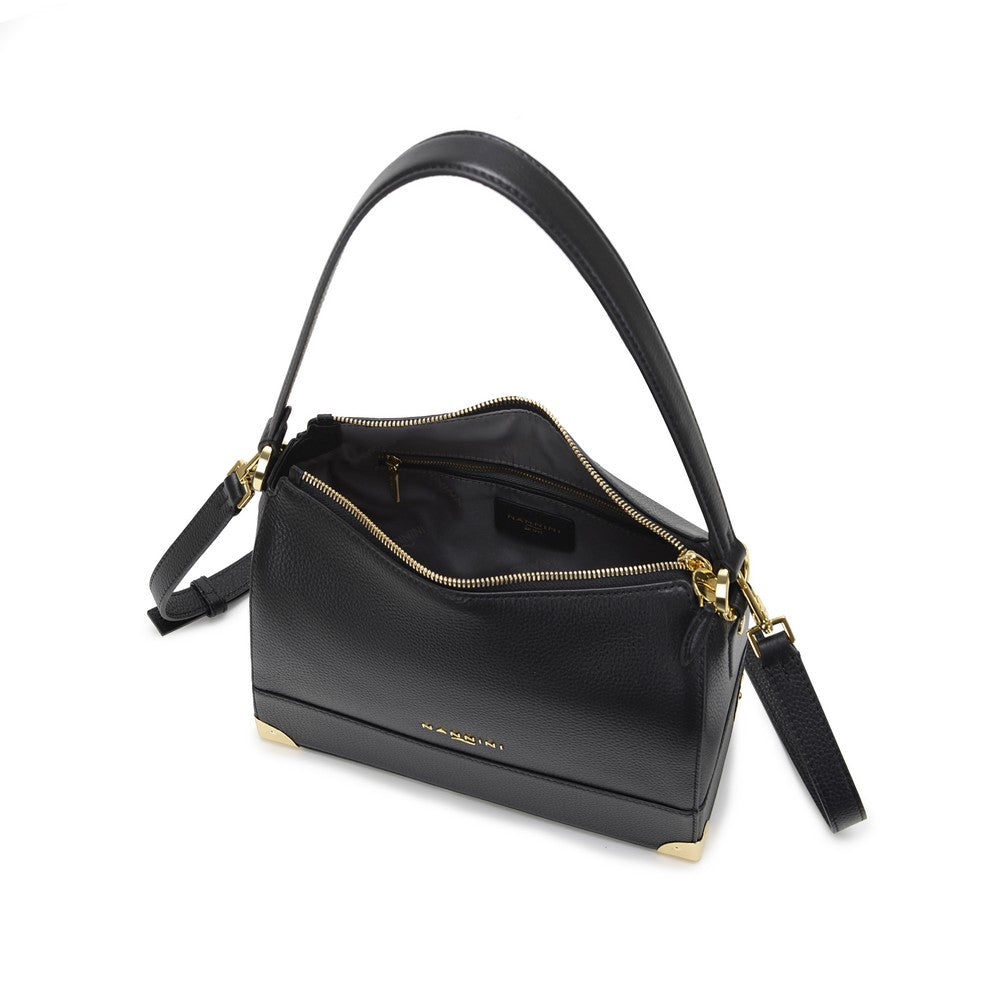 NANNINI borsa spalla donna pelle martellata nera elegante