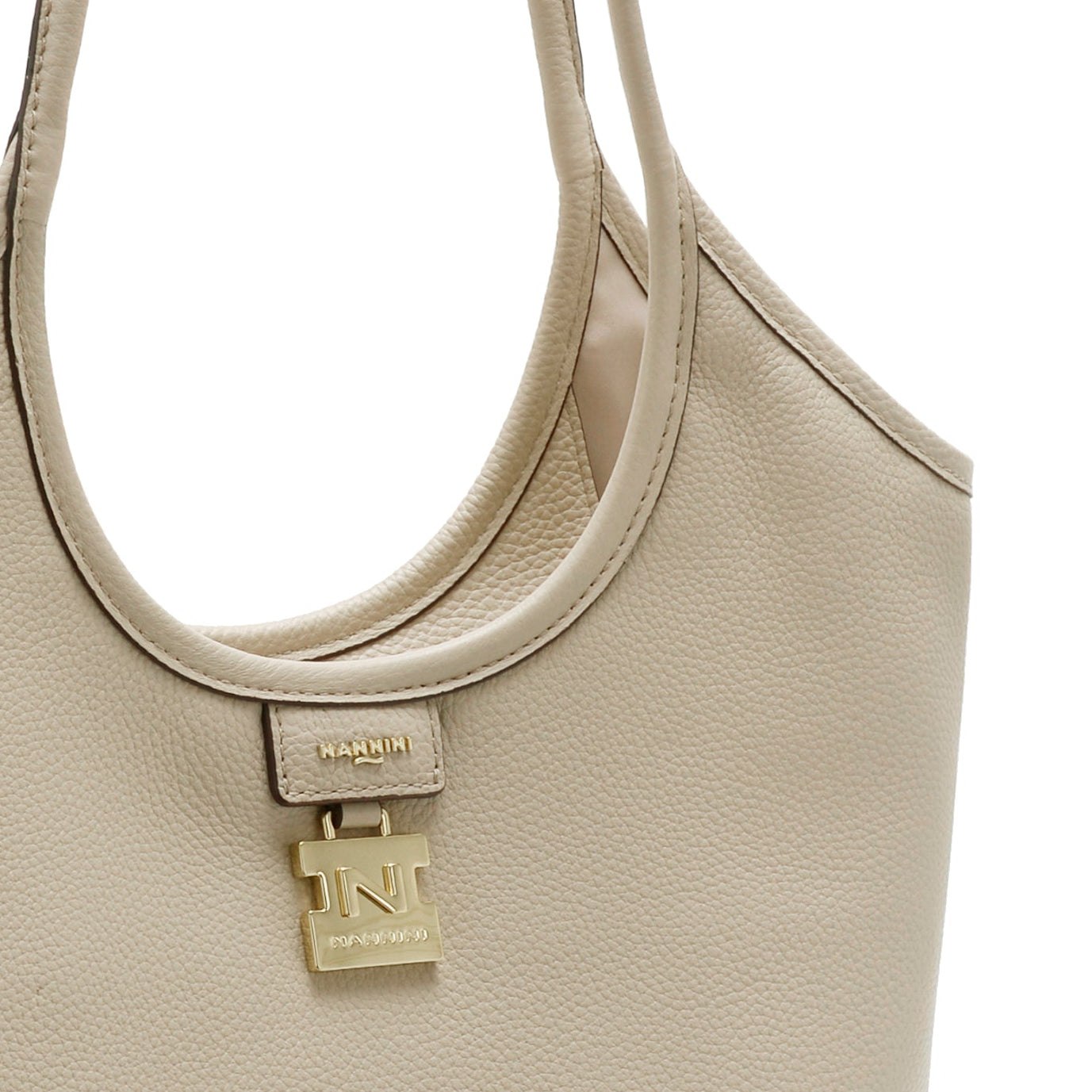 NANNINI tracolla semirigida pelle effetto lucertola beige chiara