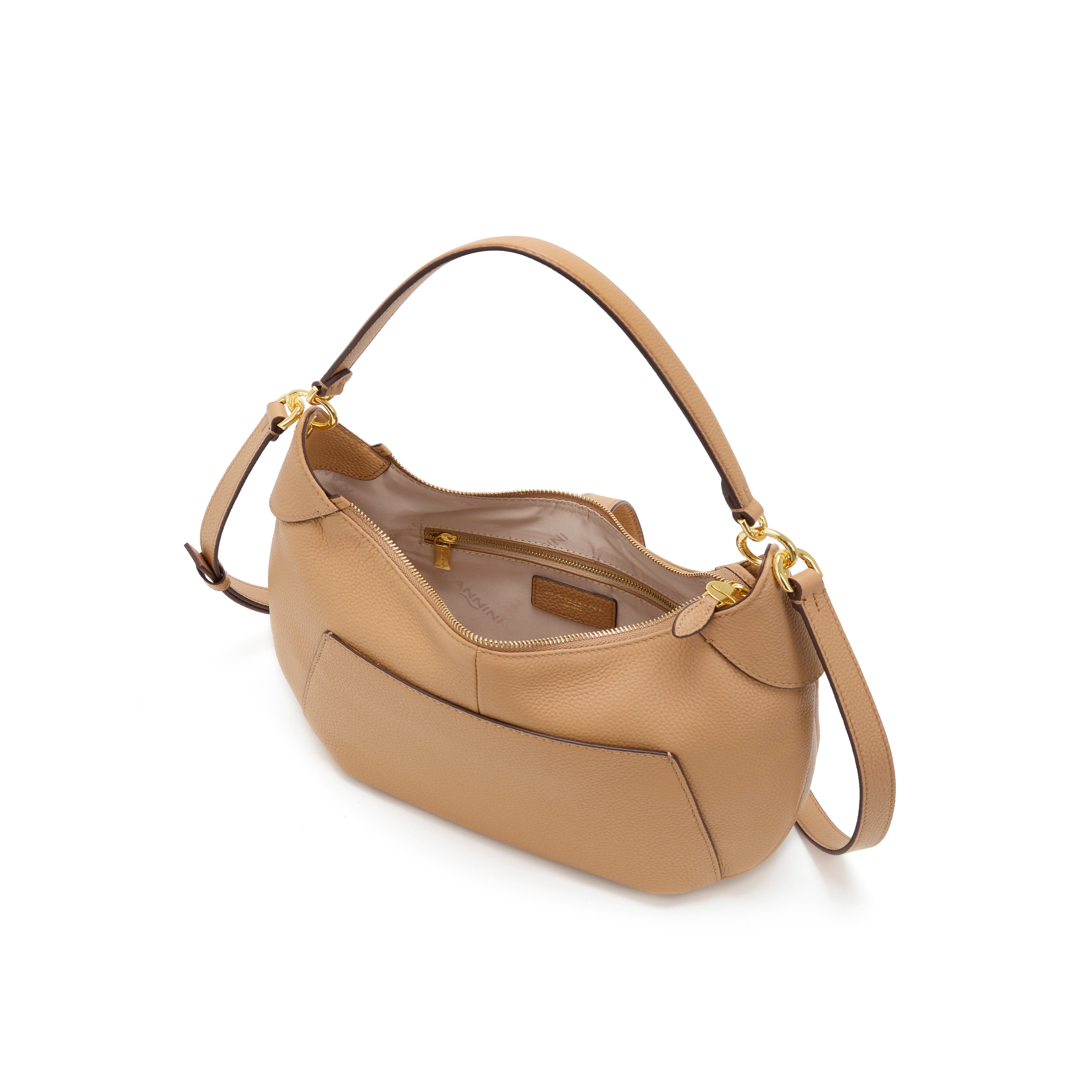 NANNINI Borsa a Mano Pelle Camello Busta Chic Piccola