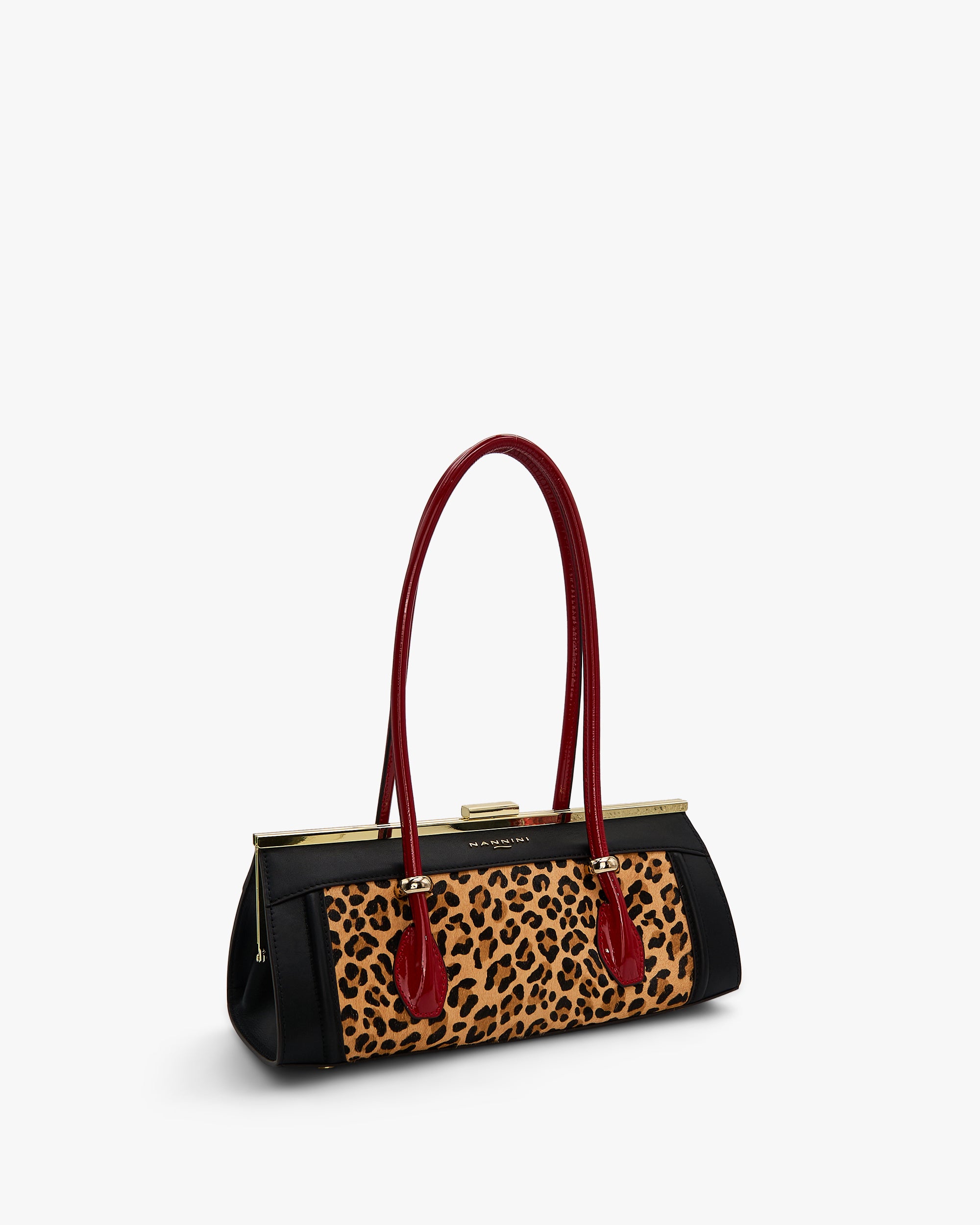 NANNINI borsa spalla donna pelle martellata marrone chiara