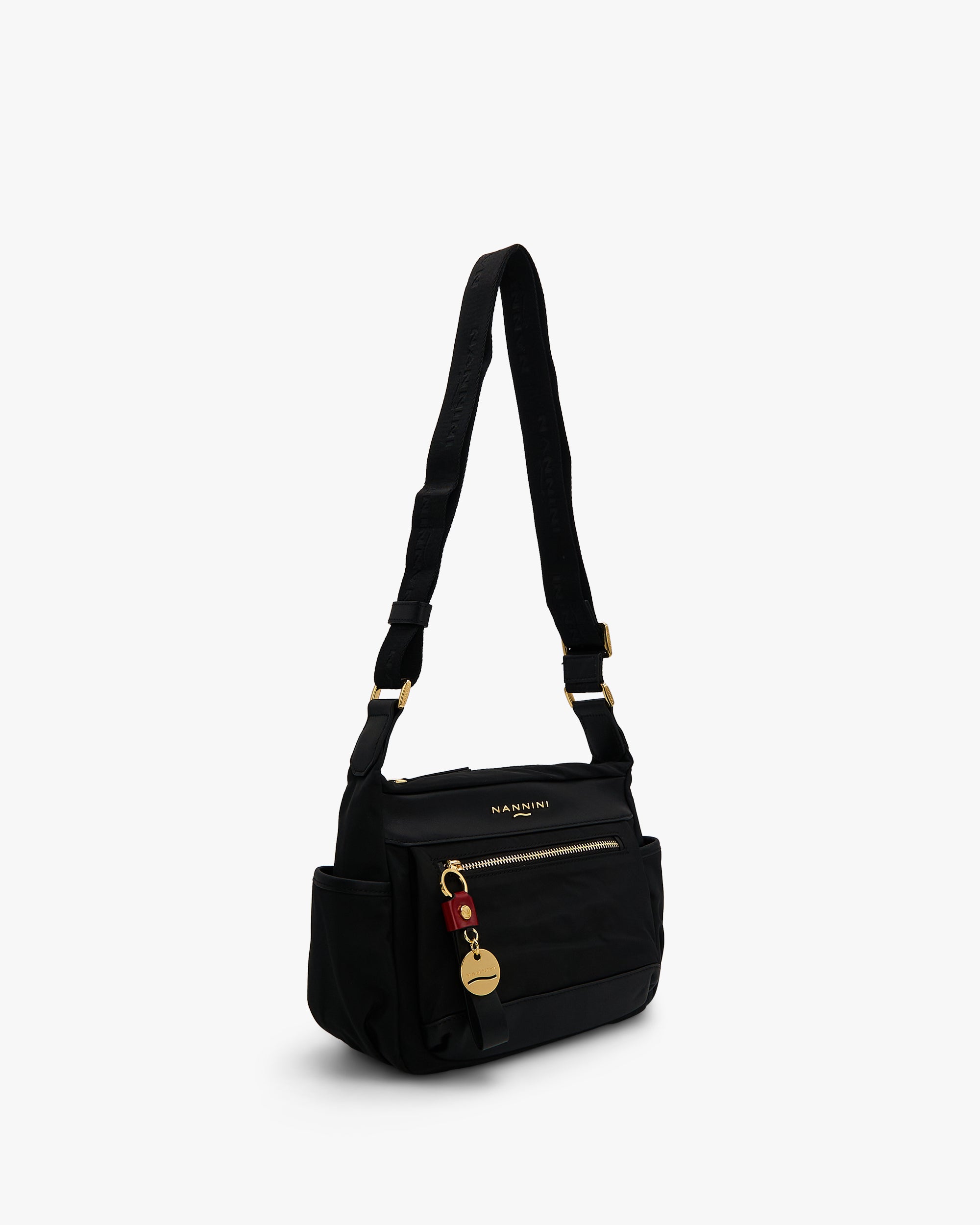 NANNINI borsa spalla donna pelle nero borchie grandi