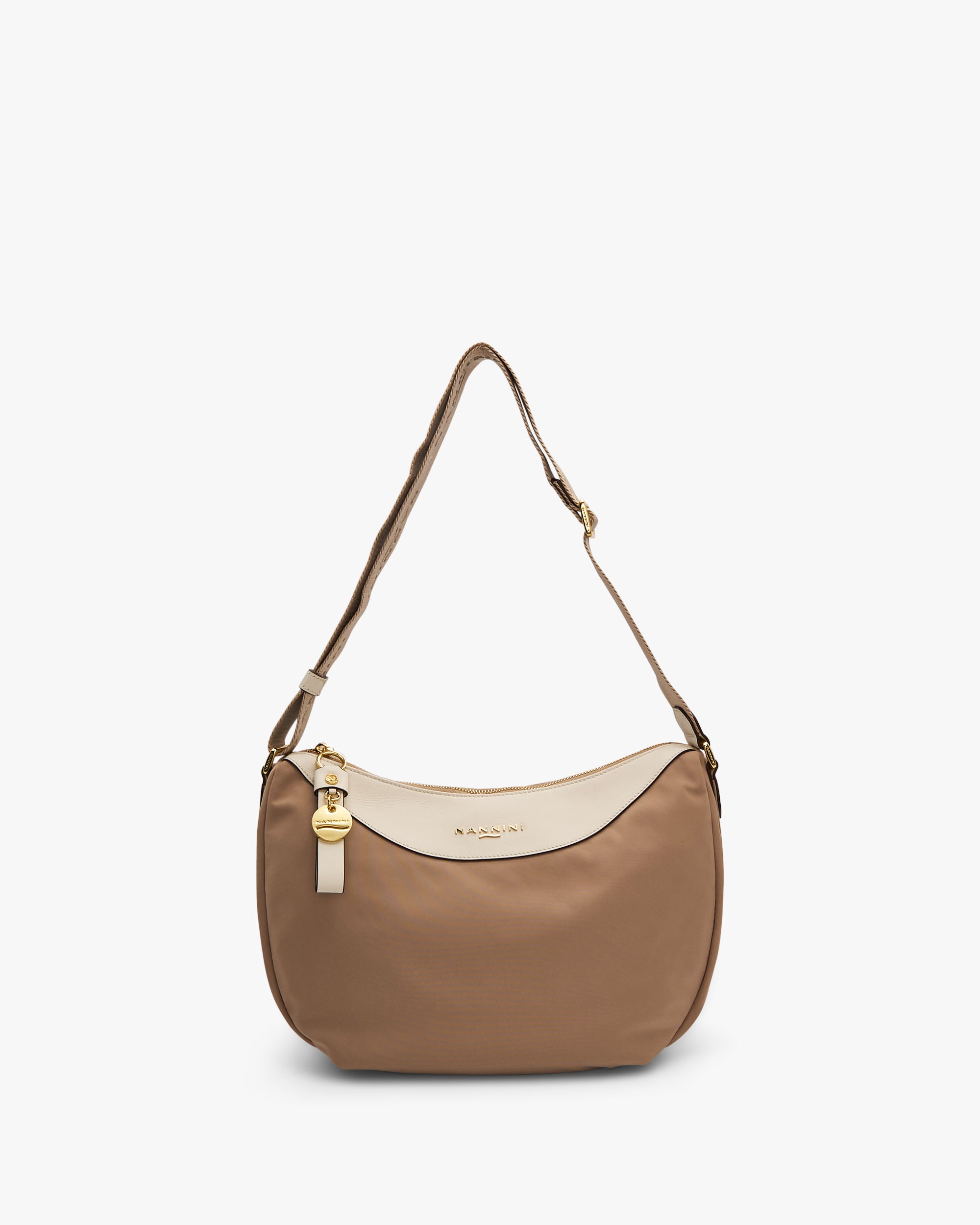 NANNINI borsa spalla donna pelle nero borchie metallo