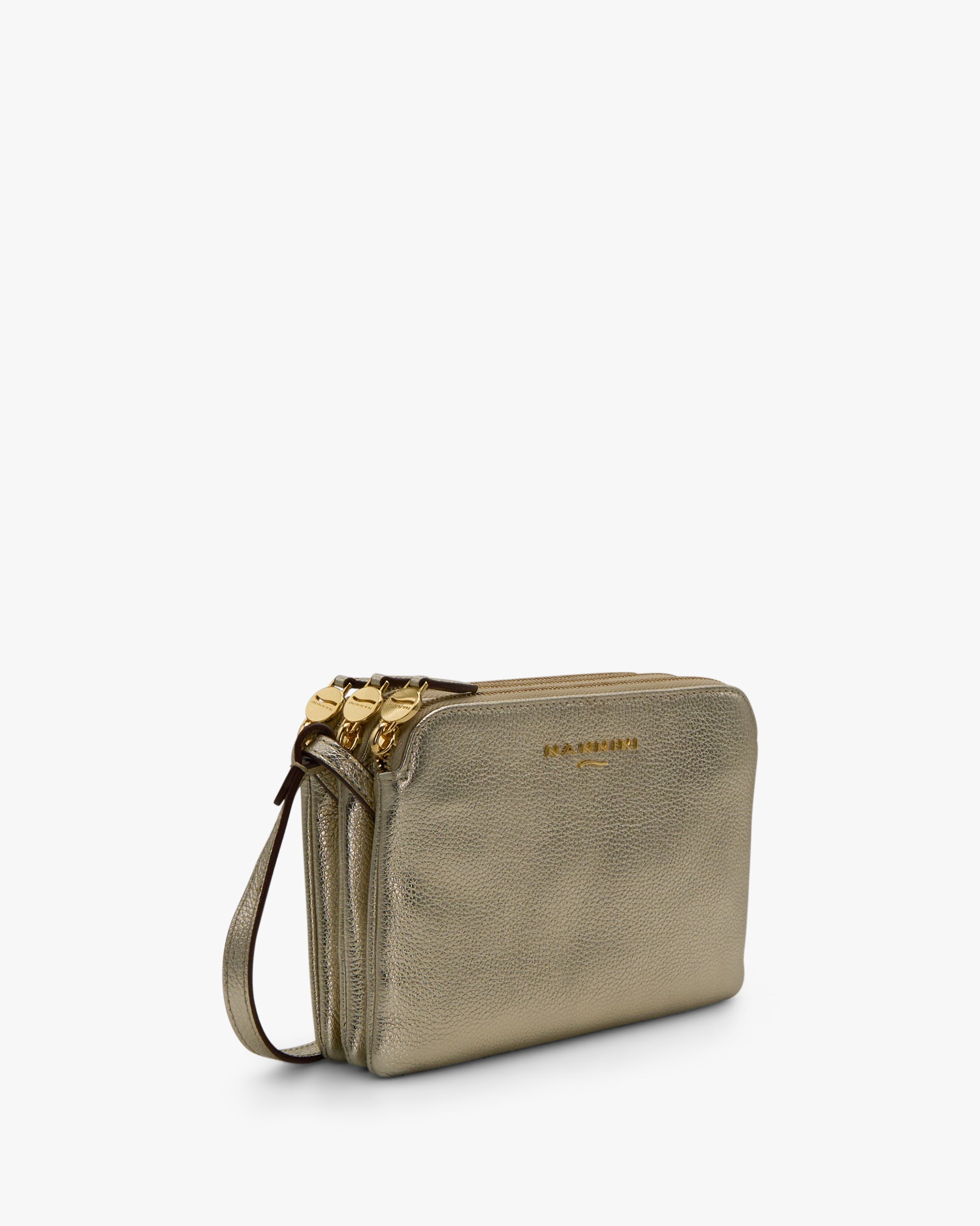 NANNINI borsa secchiello pelle martellata verde scuro donna