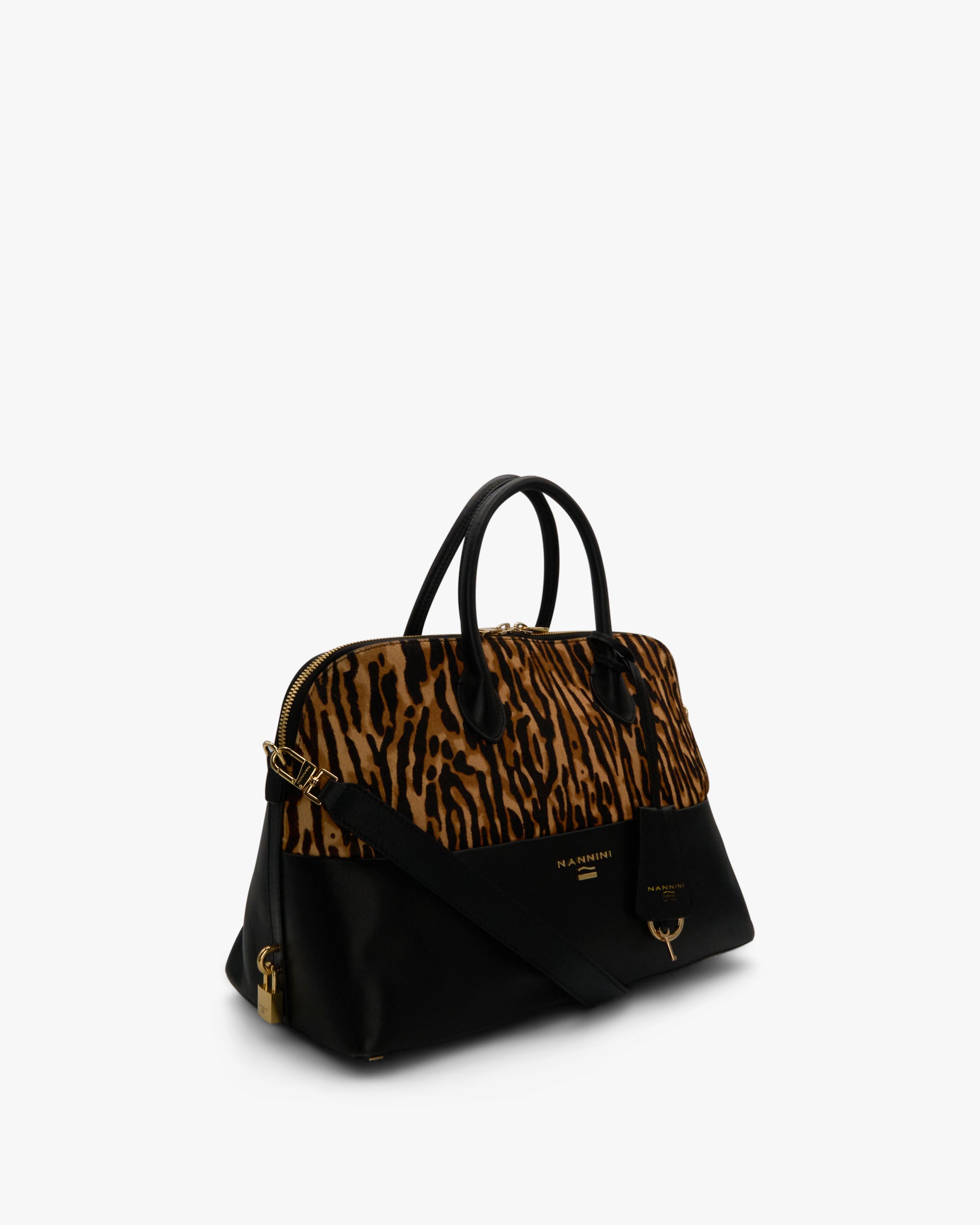 NANNINI mini borsa donna pelle nera trapuntata tracolla