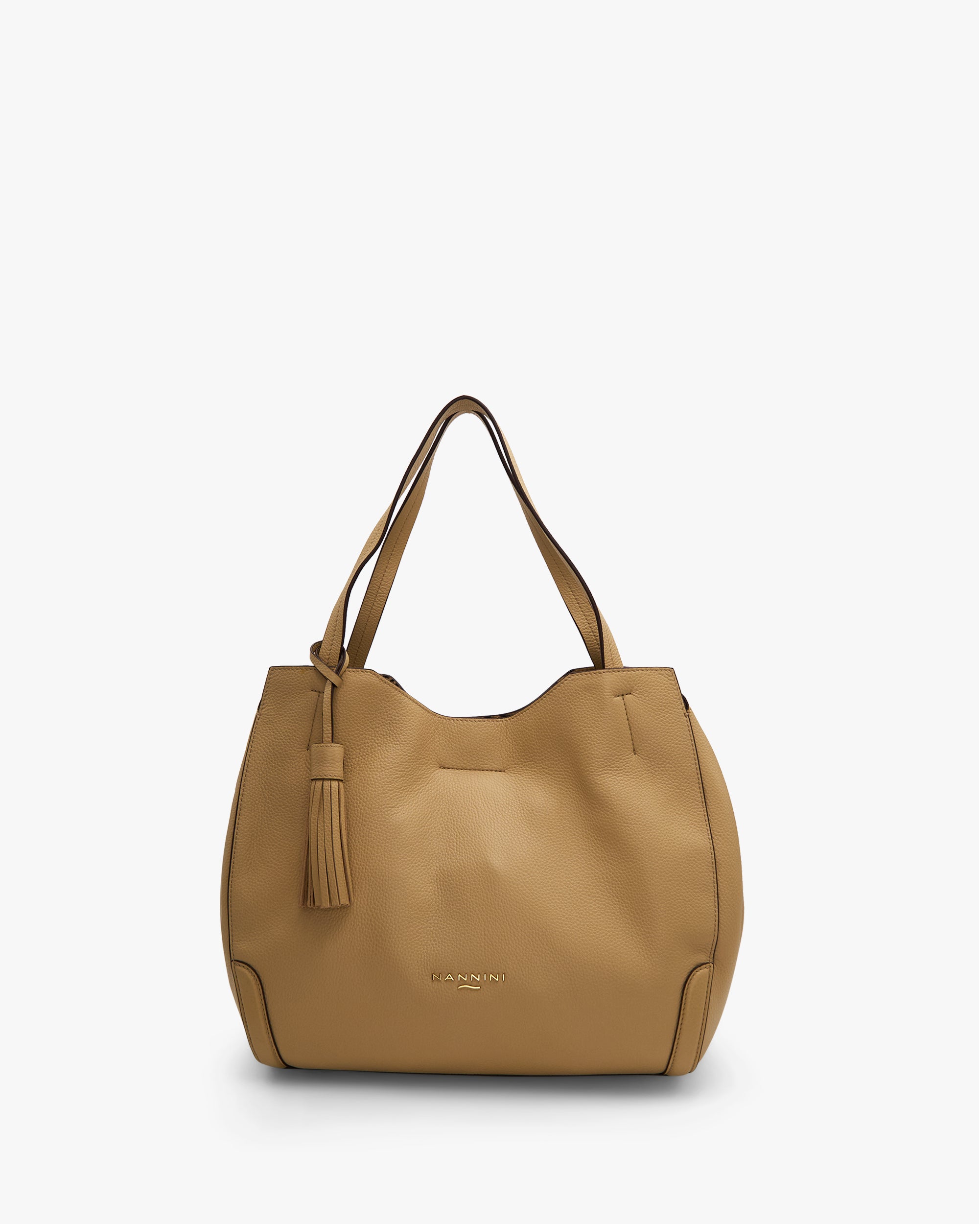 NANNINI shopper tessuto canvas rigato bianco nero grande