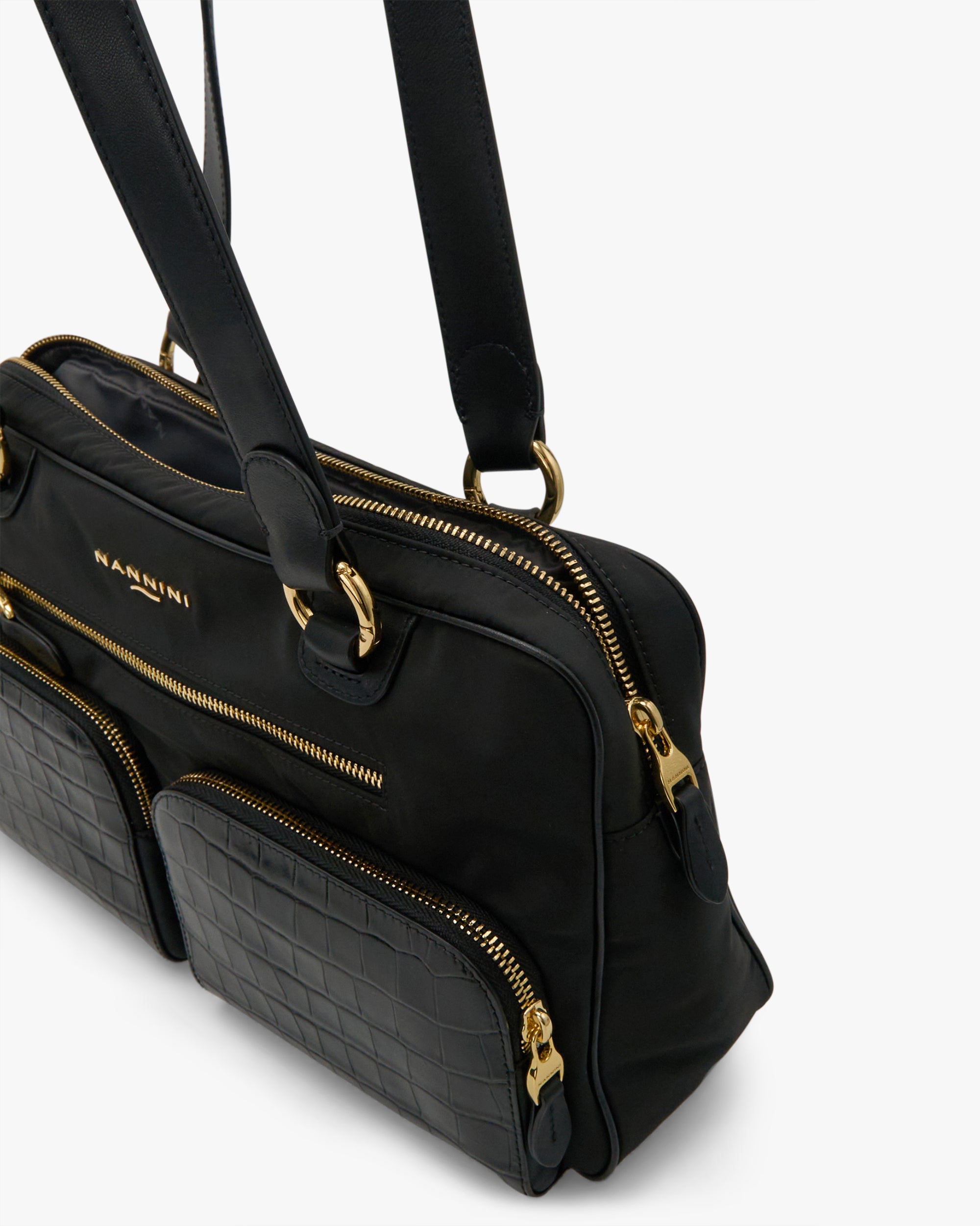 NANNINI borsa spalla donna pelle martellata beige tracolla