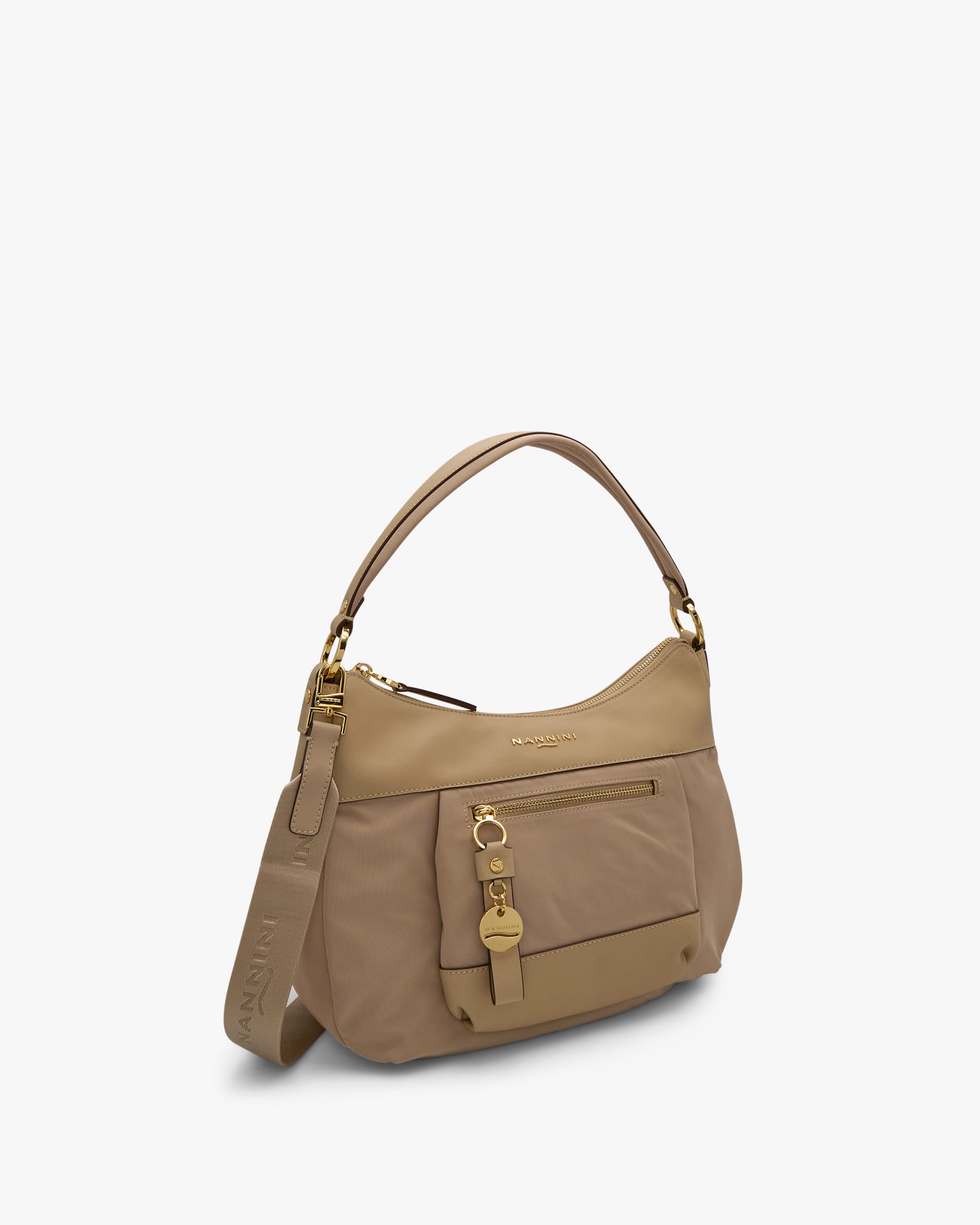 NANNINI borsa spalla donna pelle liscia cuoio marrone