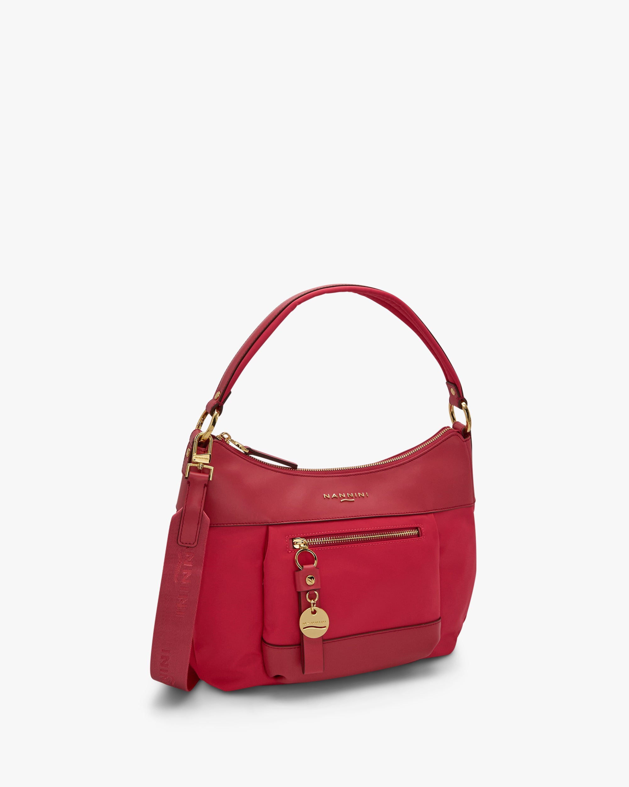 NANNINI borsa secchiello pelle martellata color cuoio piccola