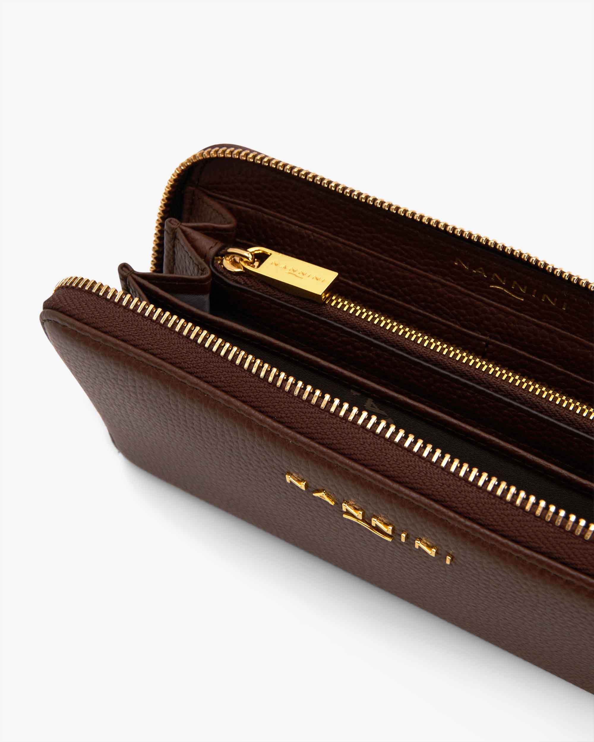 NANNINI borsa spalla donna pelle martellata marrone chiara classica